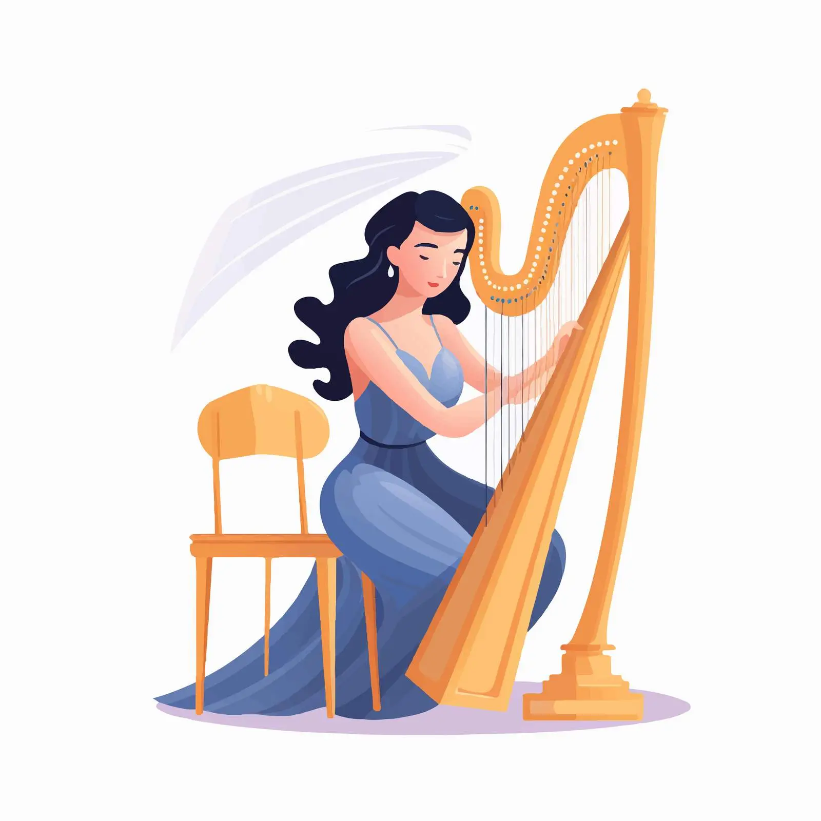 Elegant Female Musician Playing Harp — free download from Dotvec
