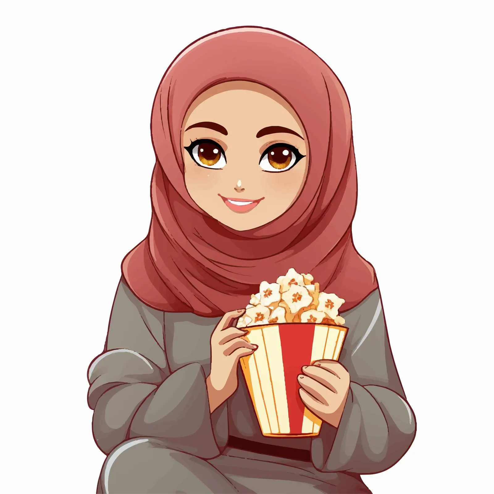 Cartoon Character Enjoying Popcorn Illustration — free download from Dotvec