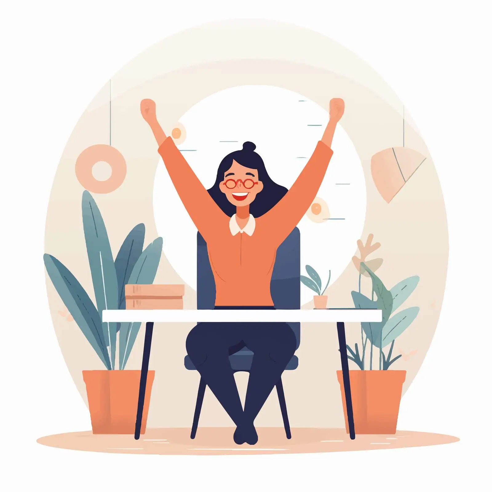 Happy Female Office Worker at Desk — free download from Dotvec