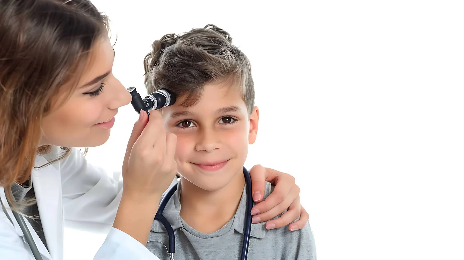 Pediatrician Examining Boy with Otoscope — free download from Dotvec