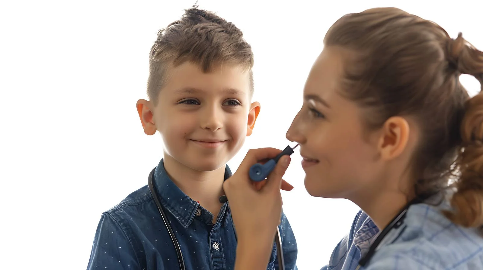 Pediatrician Examining Boy with Otoscope — free download from Dotvec