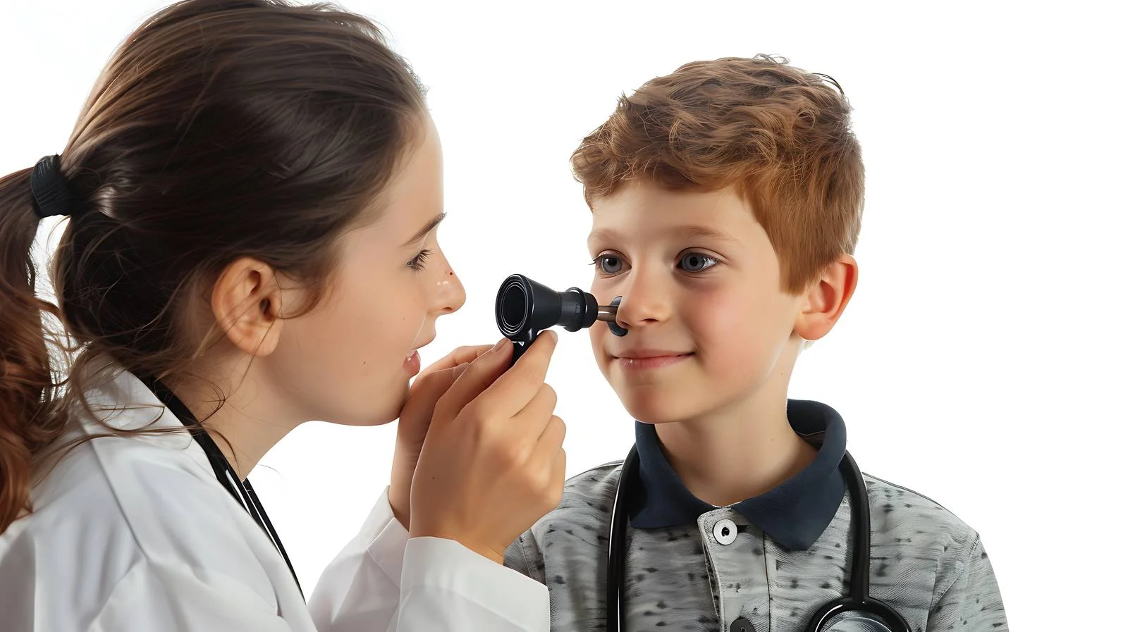 Pediatrician Examining Child with Otoscope — free download from Dotvec