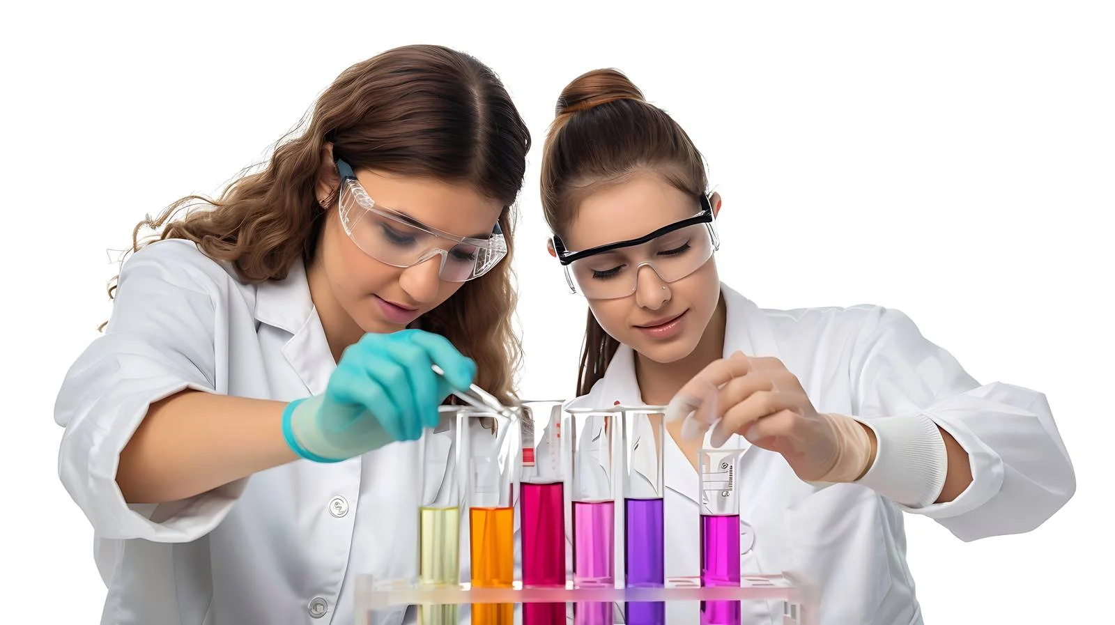 Pharmacists analyzing chemicals in laboratory setting — free download from Dotvec