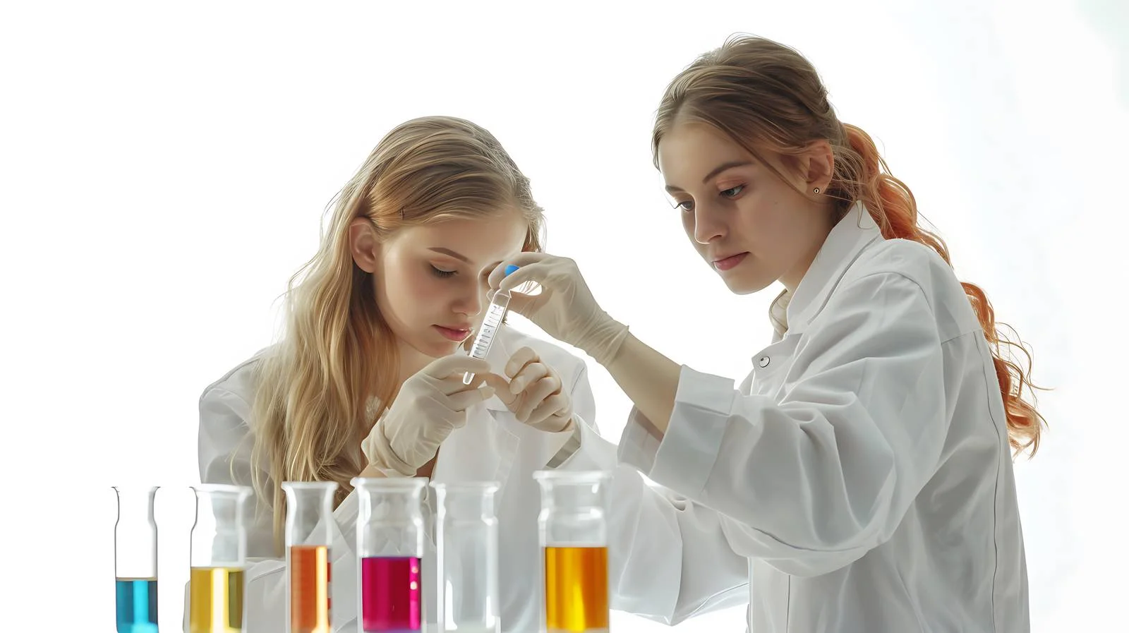 Pharmacists Analyzing Chemicals in Graduated Cylinder — free download from Dotvec