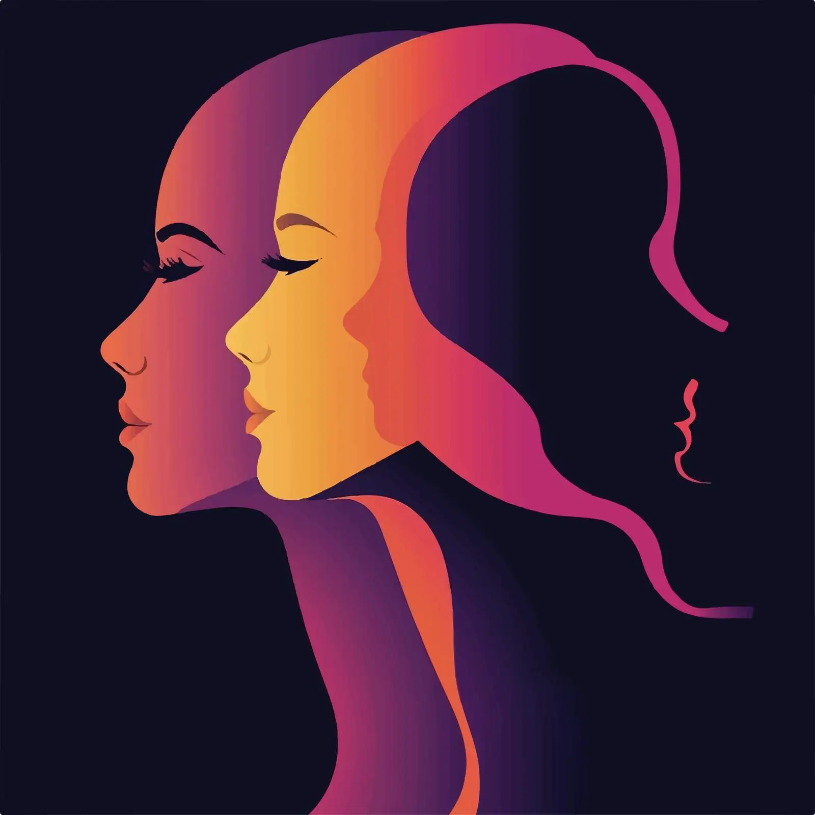 Diverse Female Profiles on Gradient Background — free download from Dotvec