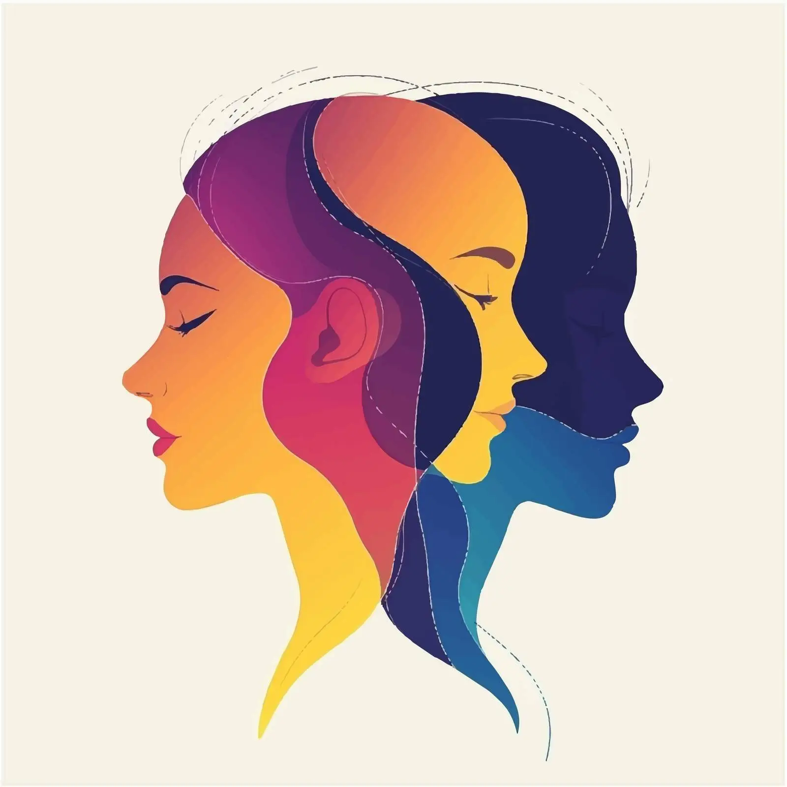 Colorful Female Profiles on Gradient Background — free download from Dotvec