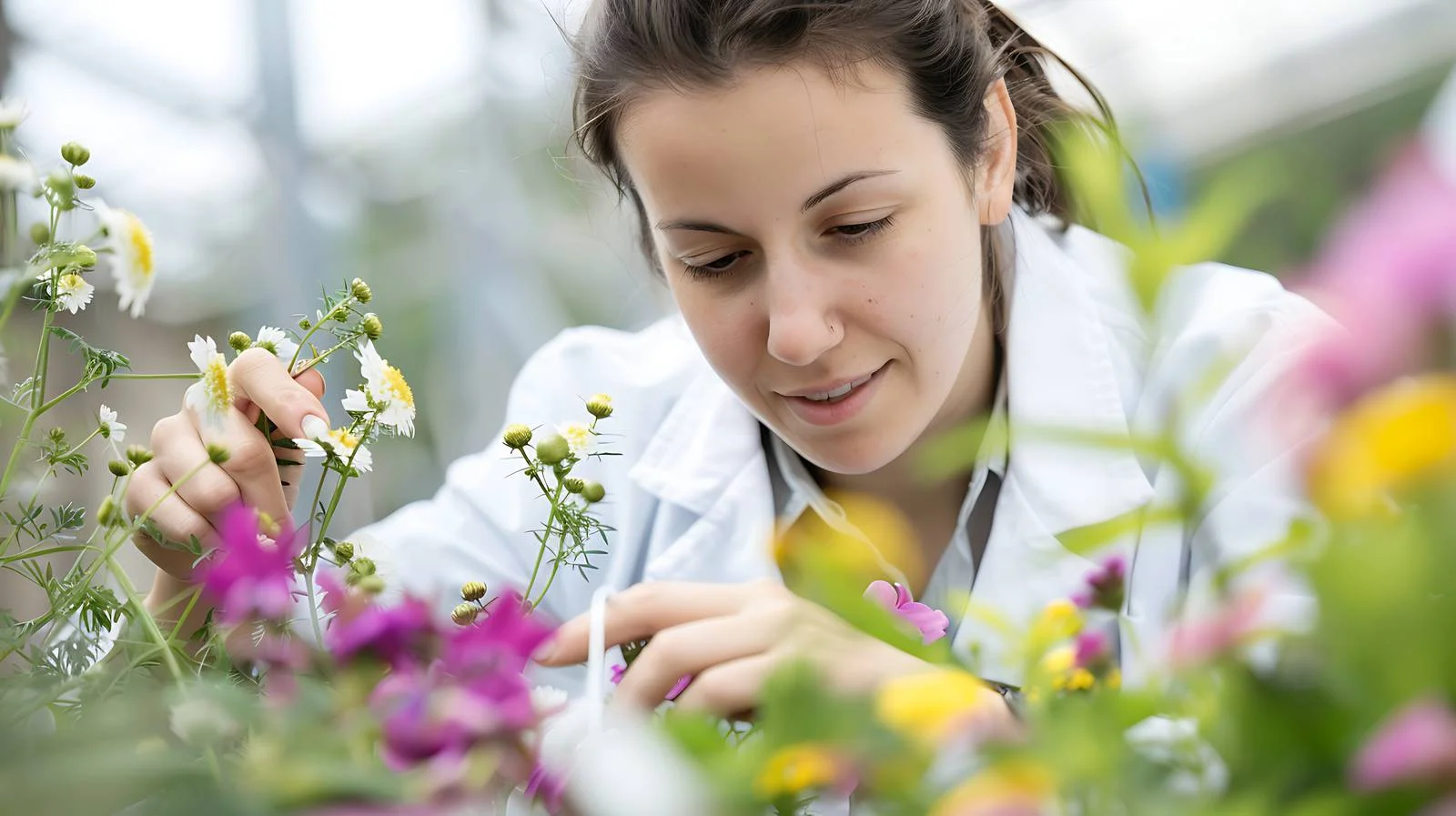 Botanist examining greenhouse flora under study — free download from Dotvec