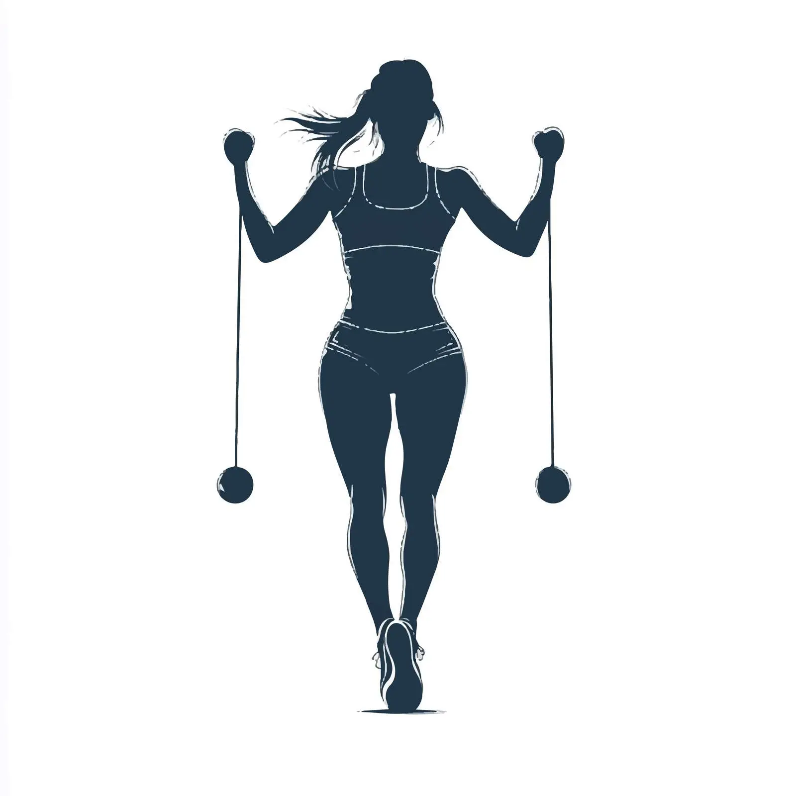 Female Silhouette with Dumbbell and Jump Rope — free download from Dotvec