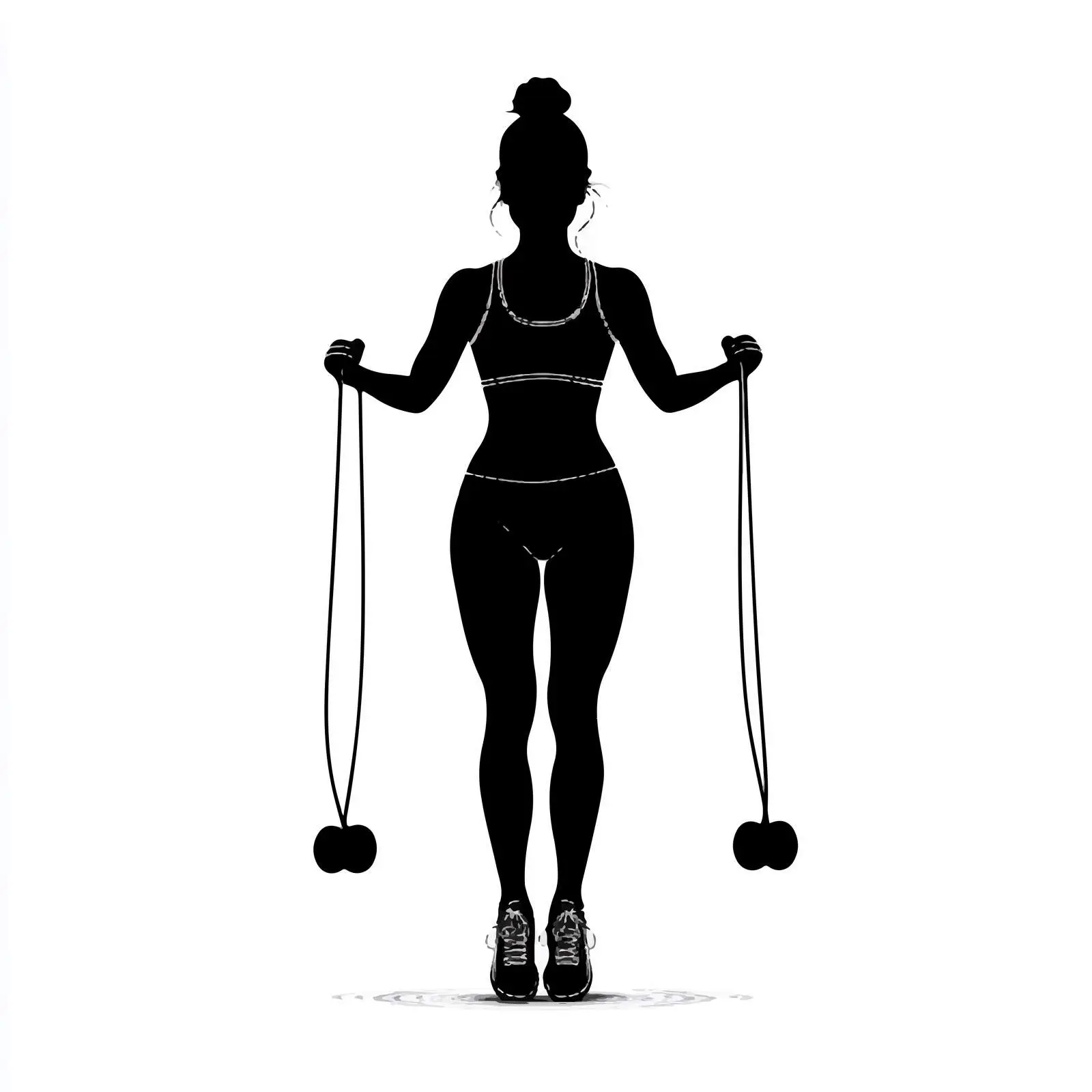 Female Fitness Silhouette with Dumbbell and Jump Rope — free download from Dotvec