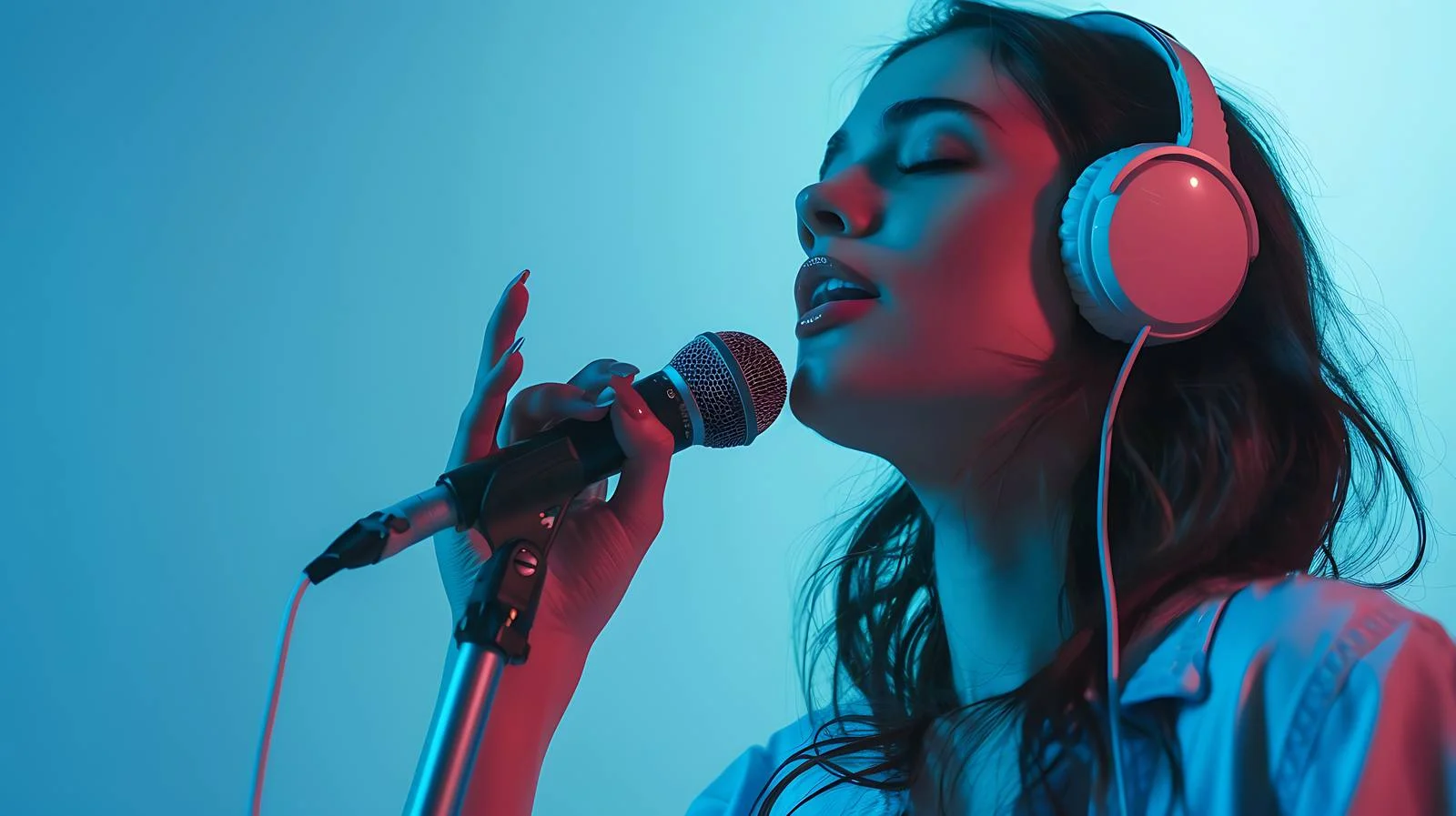 Professional Female Singer with Mic and Headphones — free download from Dotvec