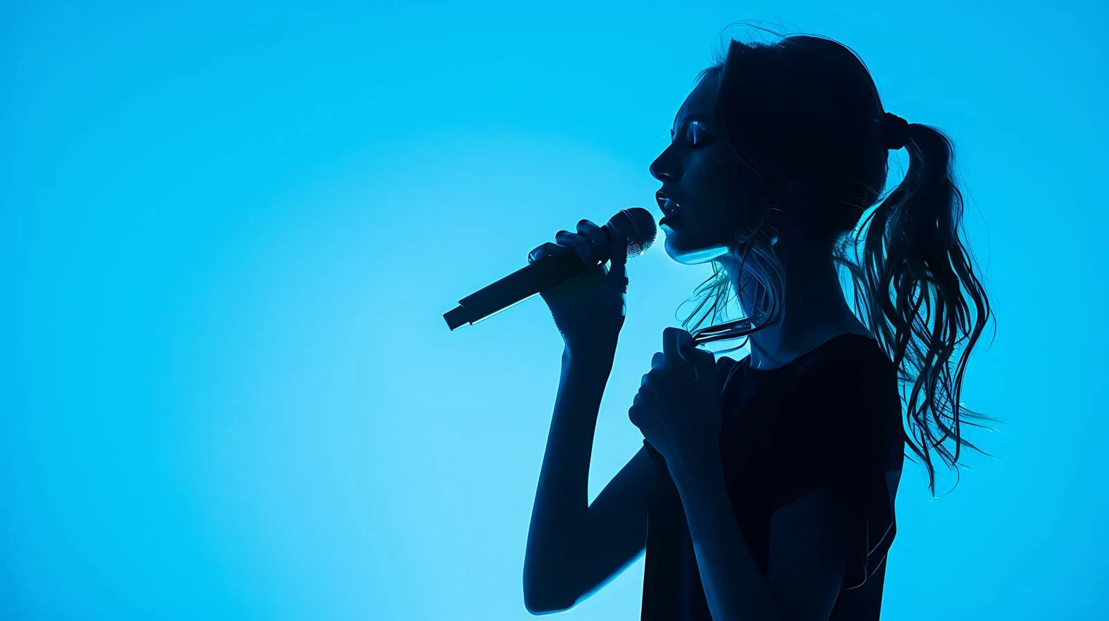Professional Female Singer on Blue Background — free download from Dotvec