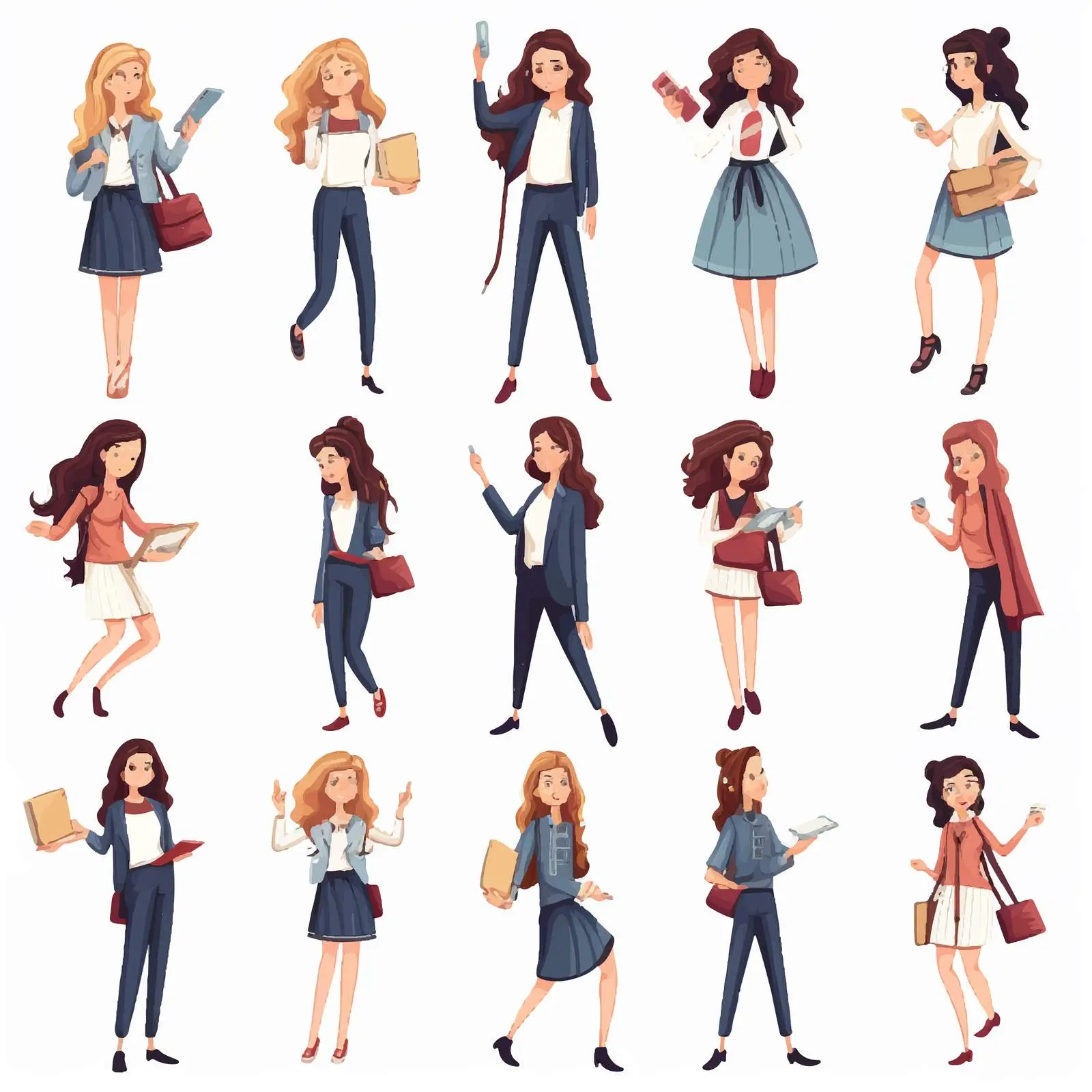 Female Students Character Animation Vector Set — free download from Dotvec