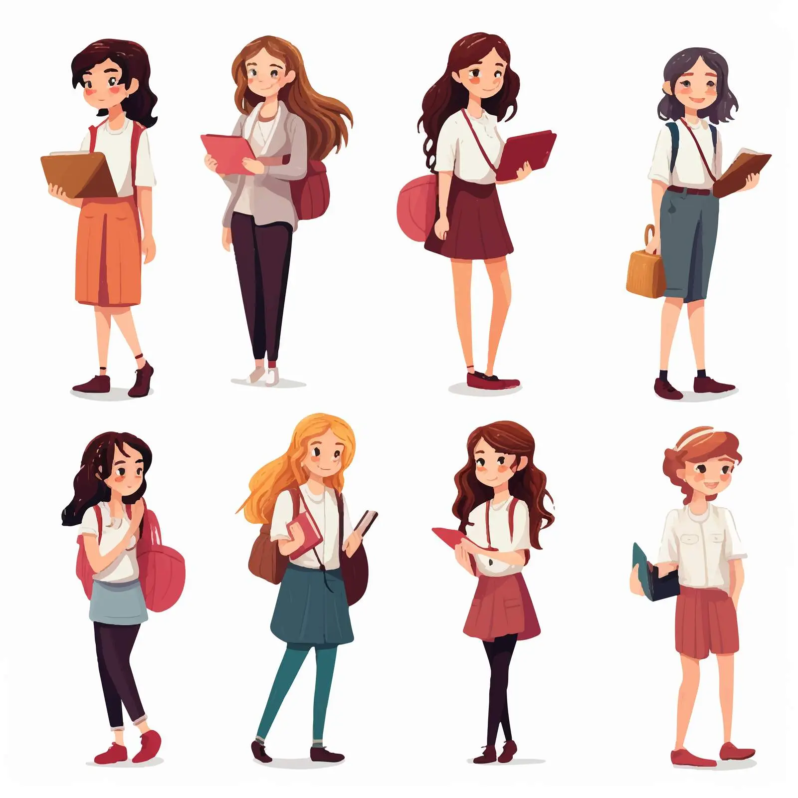 Female Students Character Animation Set — free download from Dotvec