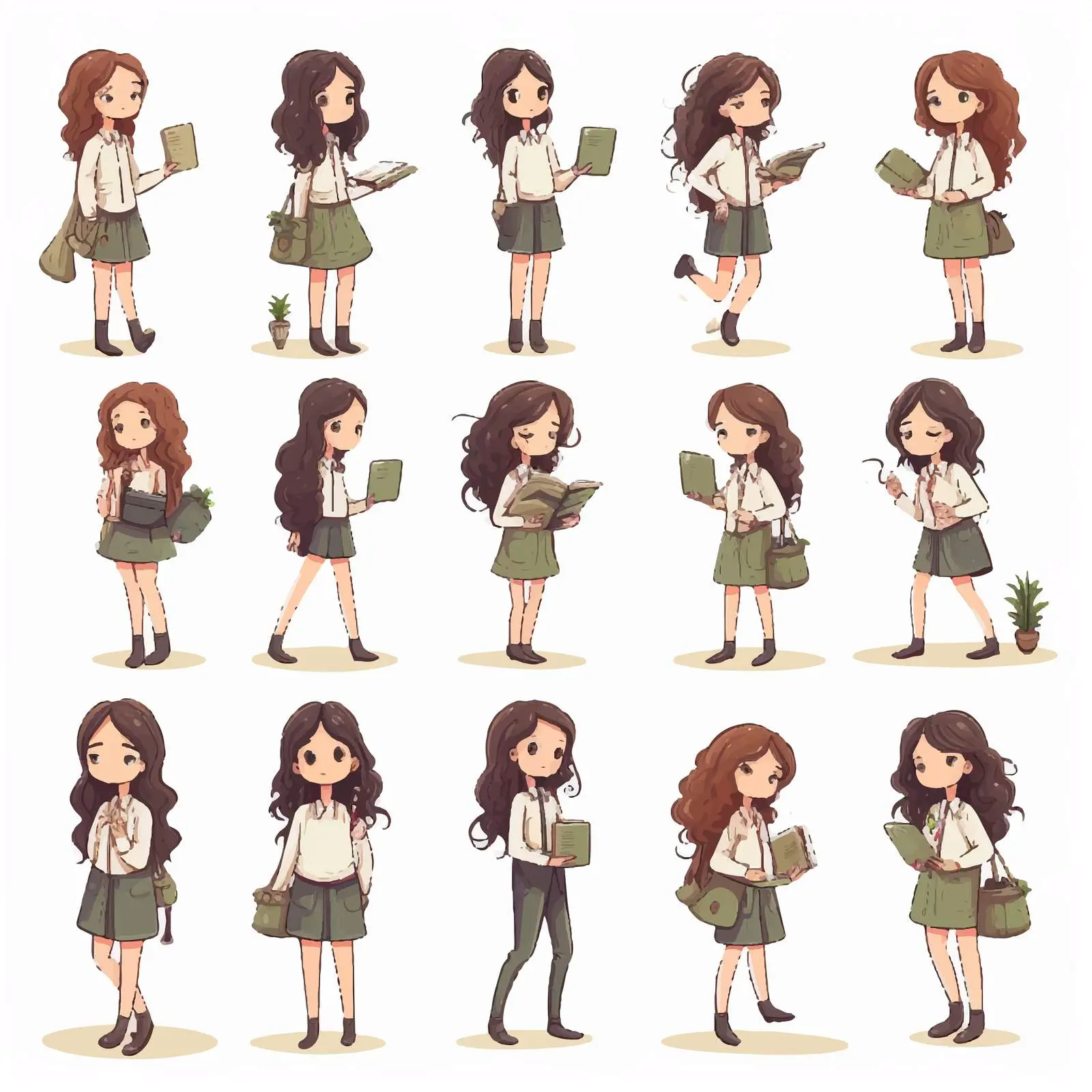 Female Student Character Animation Cartoon Set — free download from Dotvec