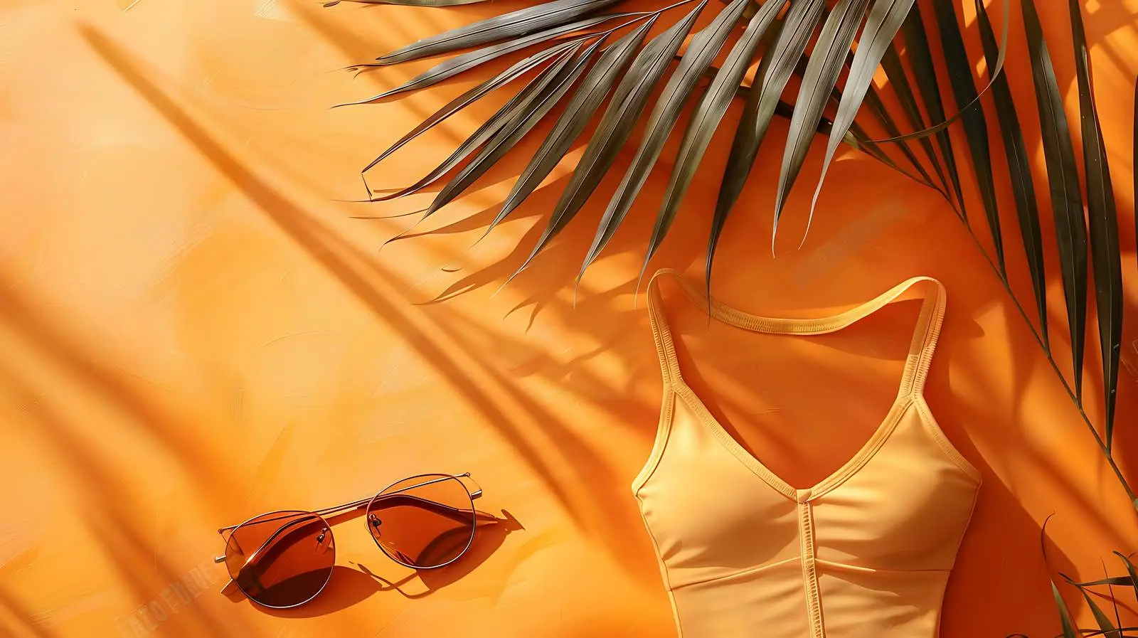 Tropical Vibes: Female Swimsuit with Sunglasses – free images image from Dotvec