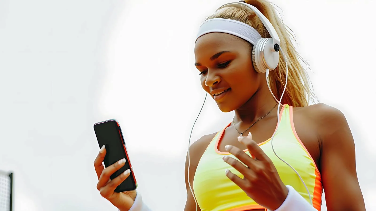 Tennis Player Multitasking with Technology — free download from Dotvec