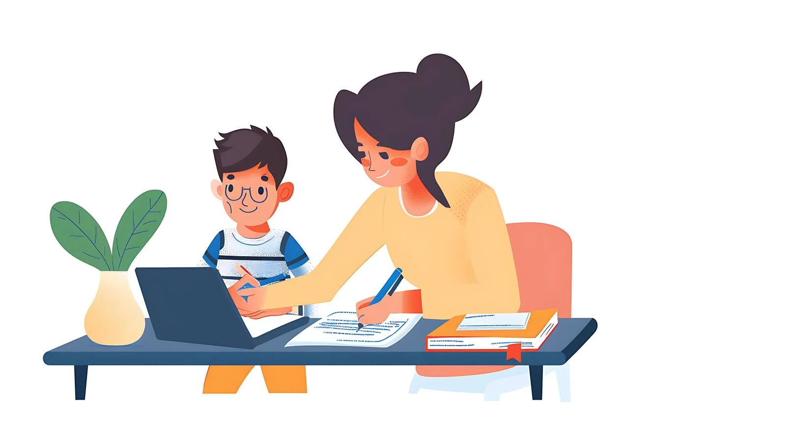 Home Tutor Assisting Boy with Homework — free download from Dotvec