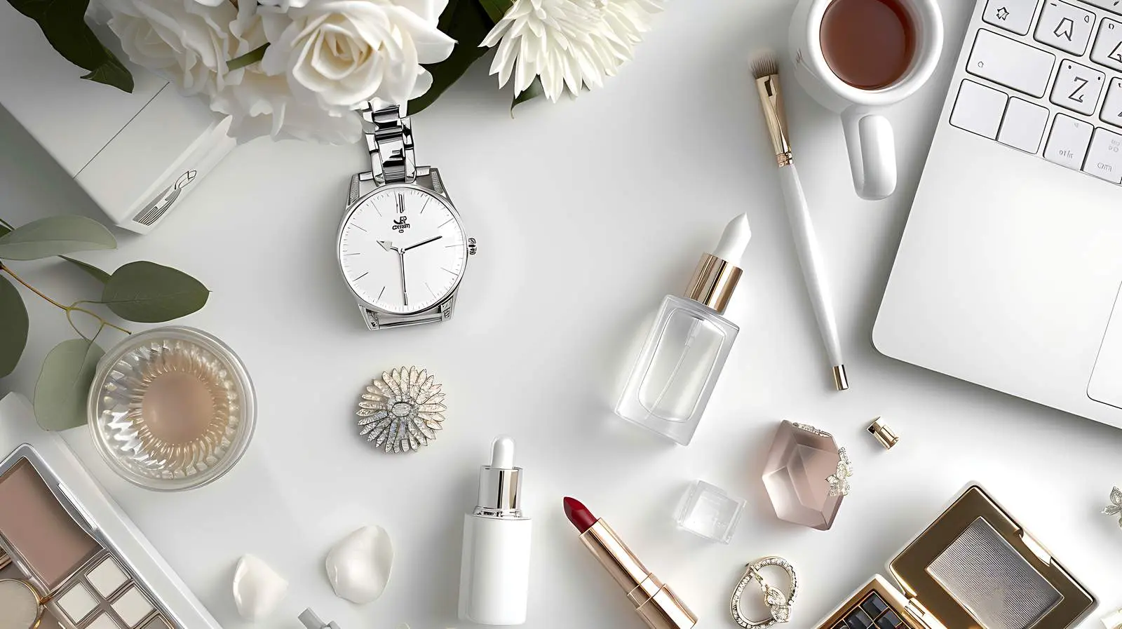 Modern Feminine Home Office Desk Workspace – free stylish office image from Dotvec