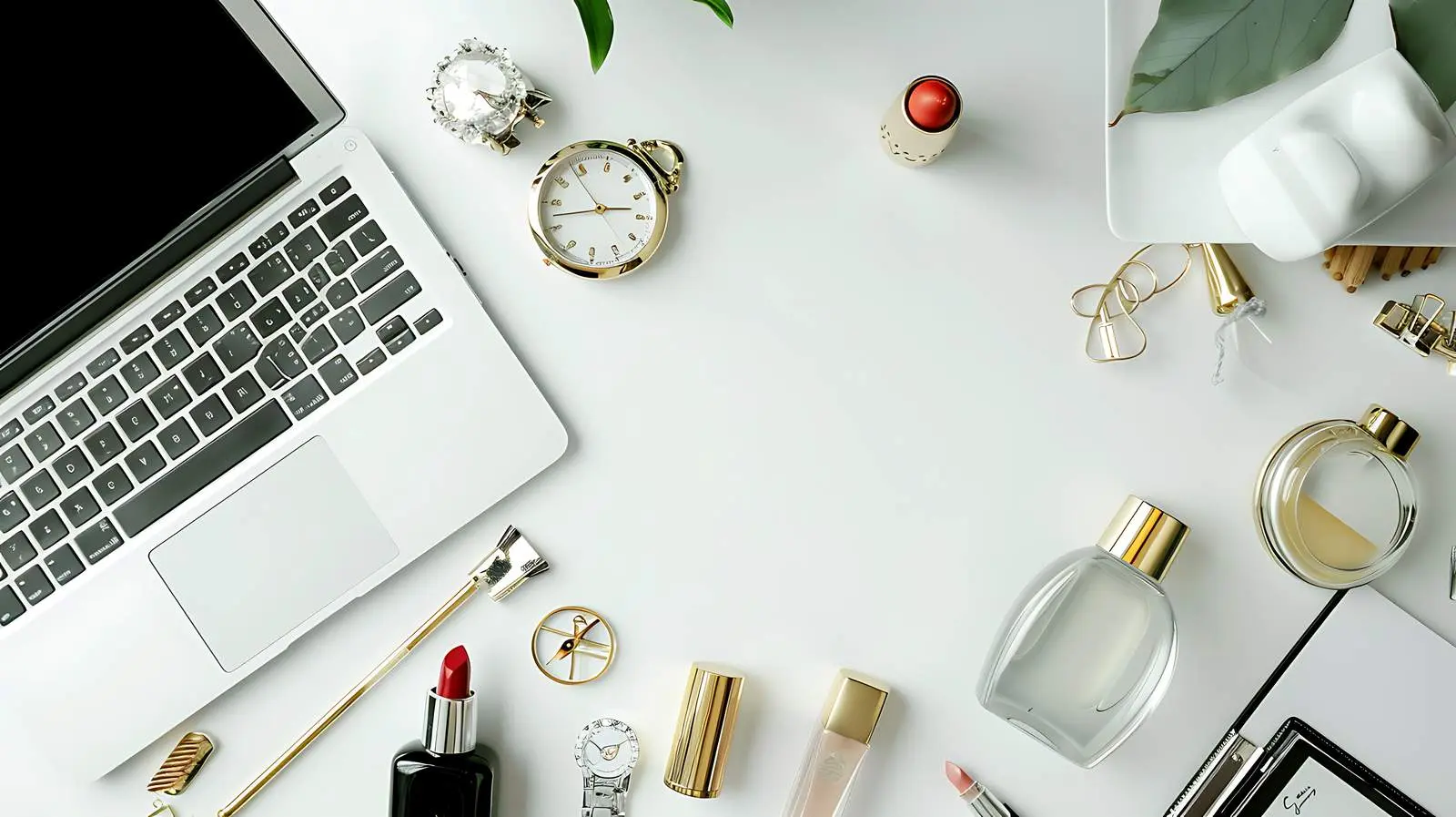 Feminine Modern Home Office Desk Workspace — free download from Dotvec