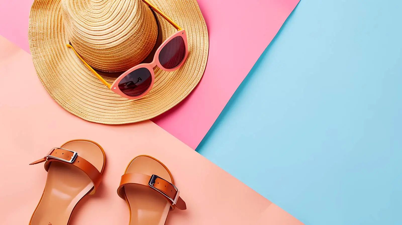 Feminine Summer Fashion with Straw Hat Composition – free prints image from Dotvec