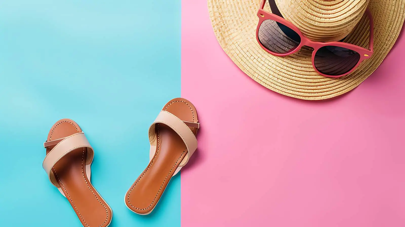 Feminine Summer Fashion with Straw Hat and Sunglasses — free download from Dotvec