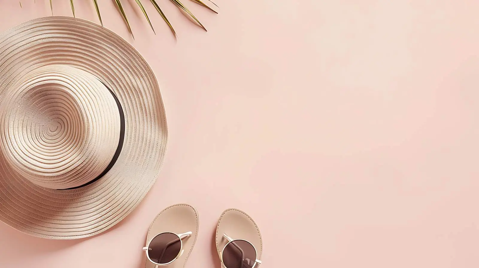 Feminine Summer Fashion with Straw Hat and Sunglasses — free download from Dotvec