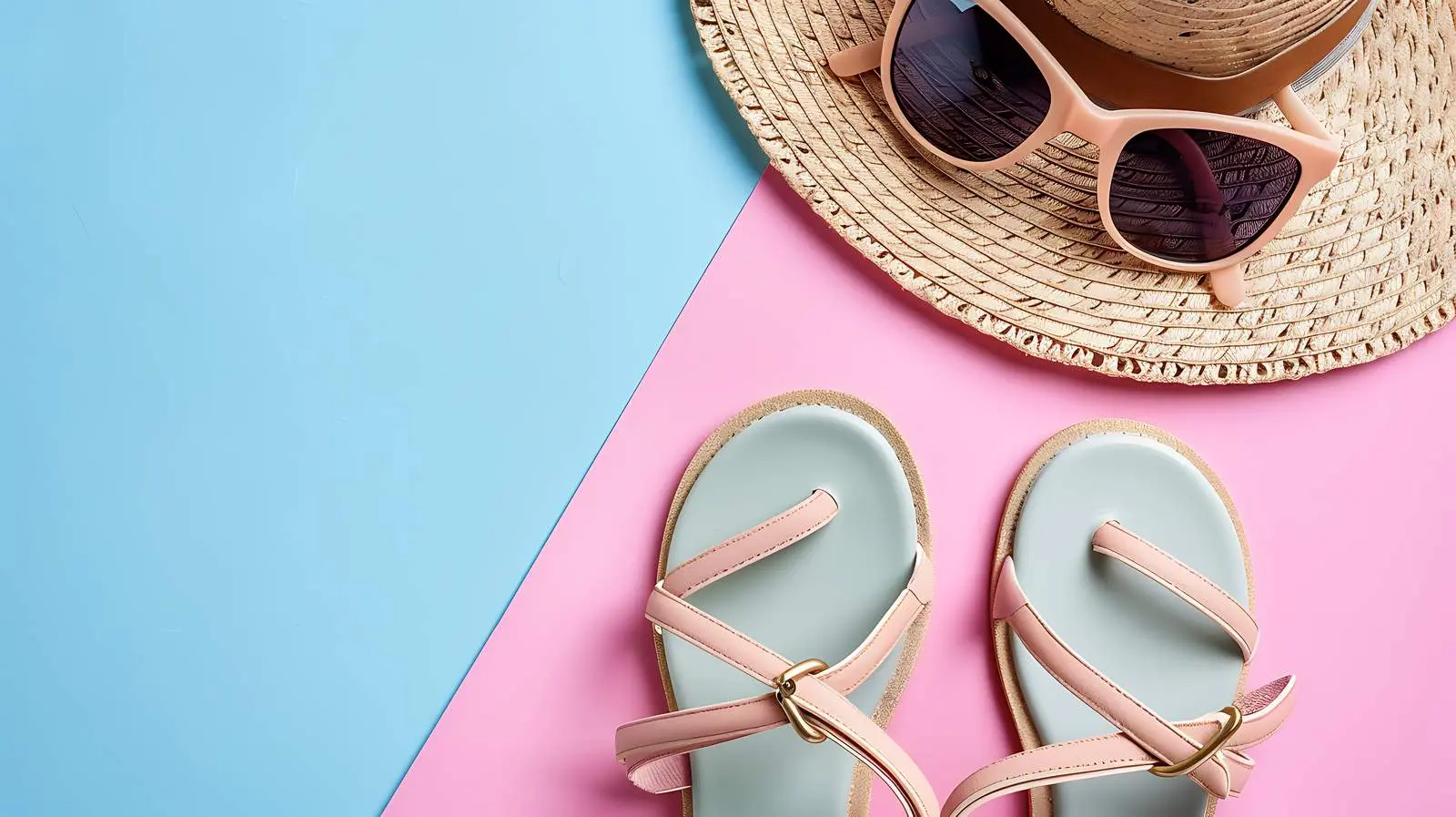 Feminine Summer Fashion with Straw Hat and Sunglasses — free download from Dotvec