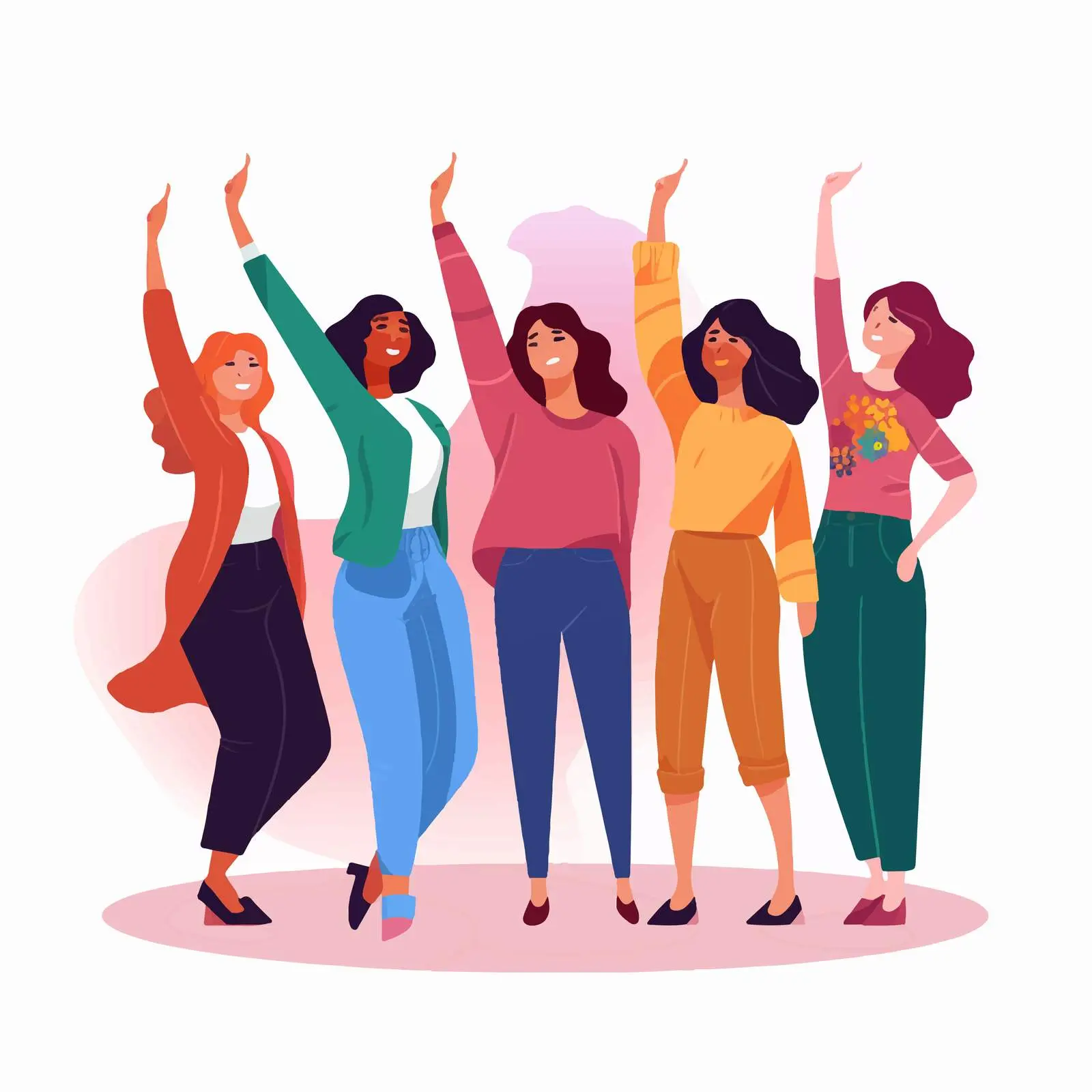 Diverse Young Girls Supporting Feminism — free download from Dotvec