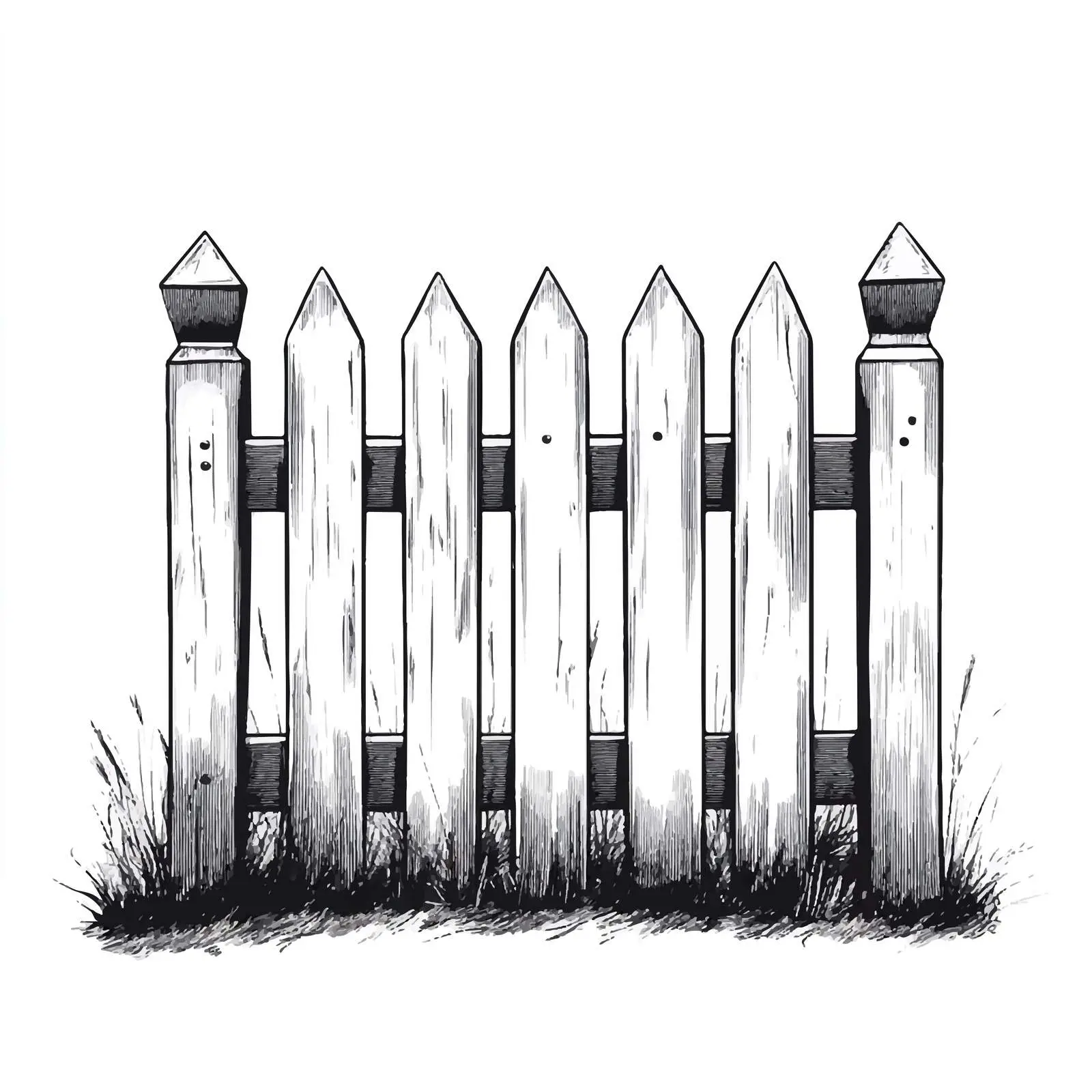 Black and White Cartoon Fence Vector Illustration — free download from Dotvec
