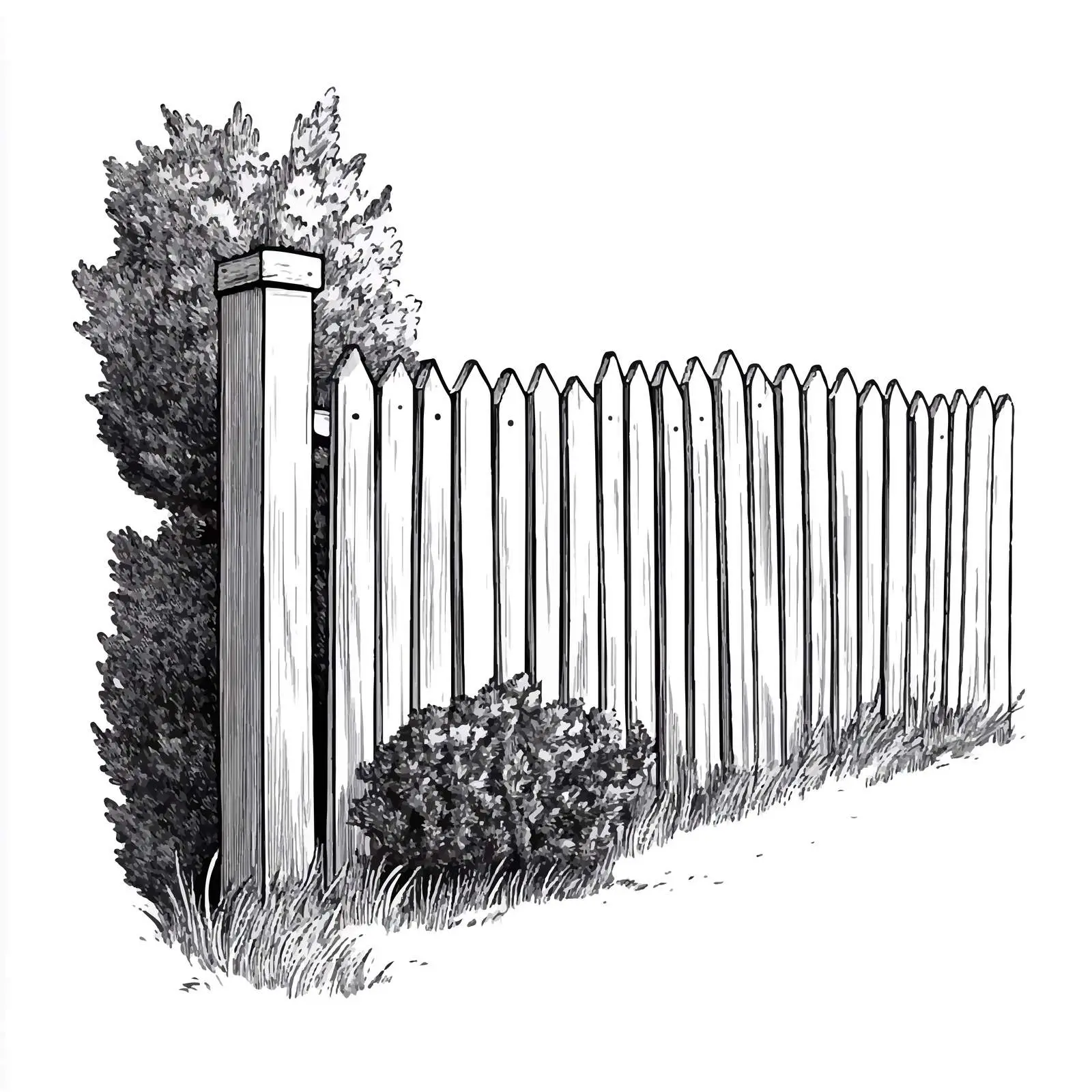 Black and White Cartoon Fence Illustration Vector — free download from Dotvec