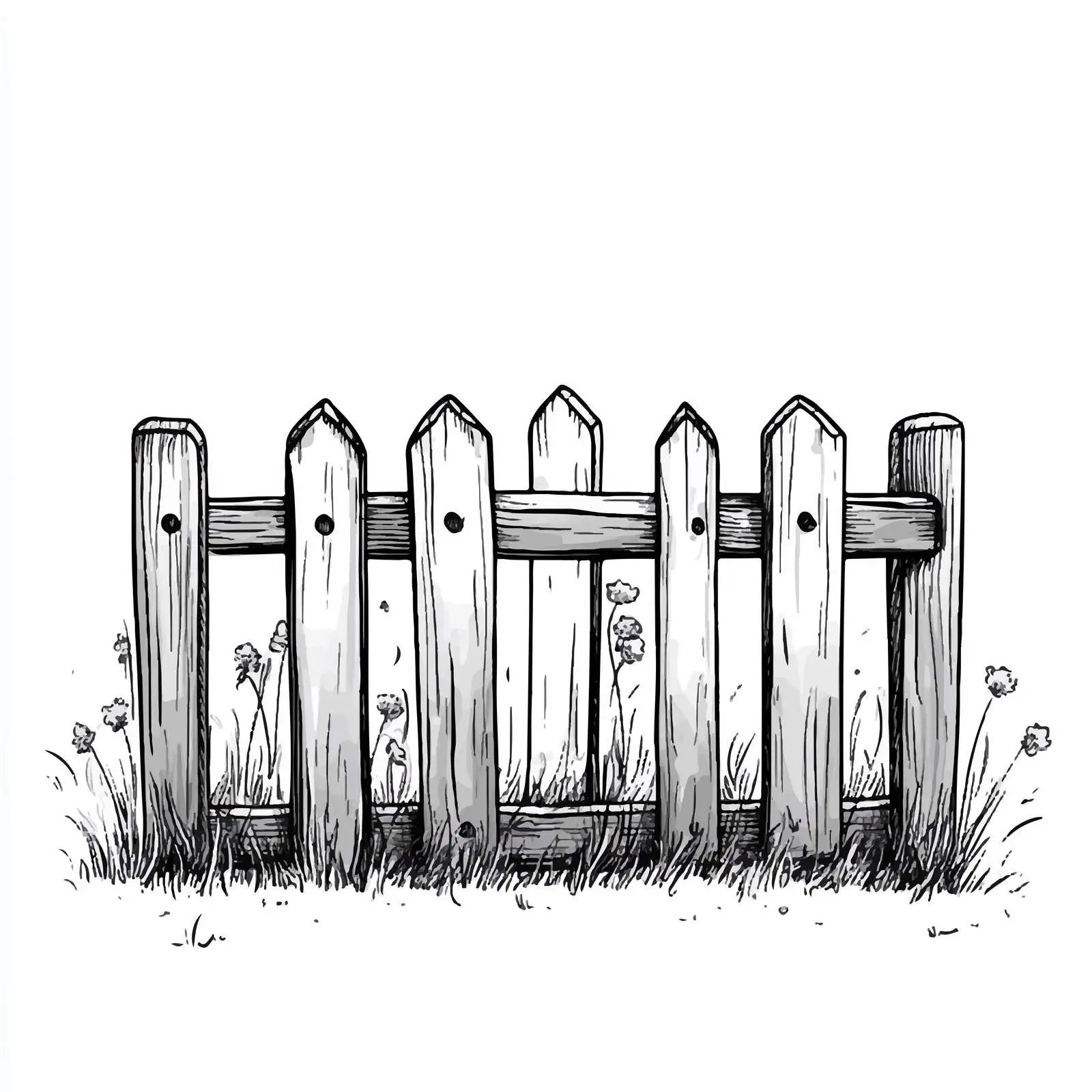 Black and White Fence Cartoon Vector Illustration — free download from Dotvec