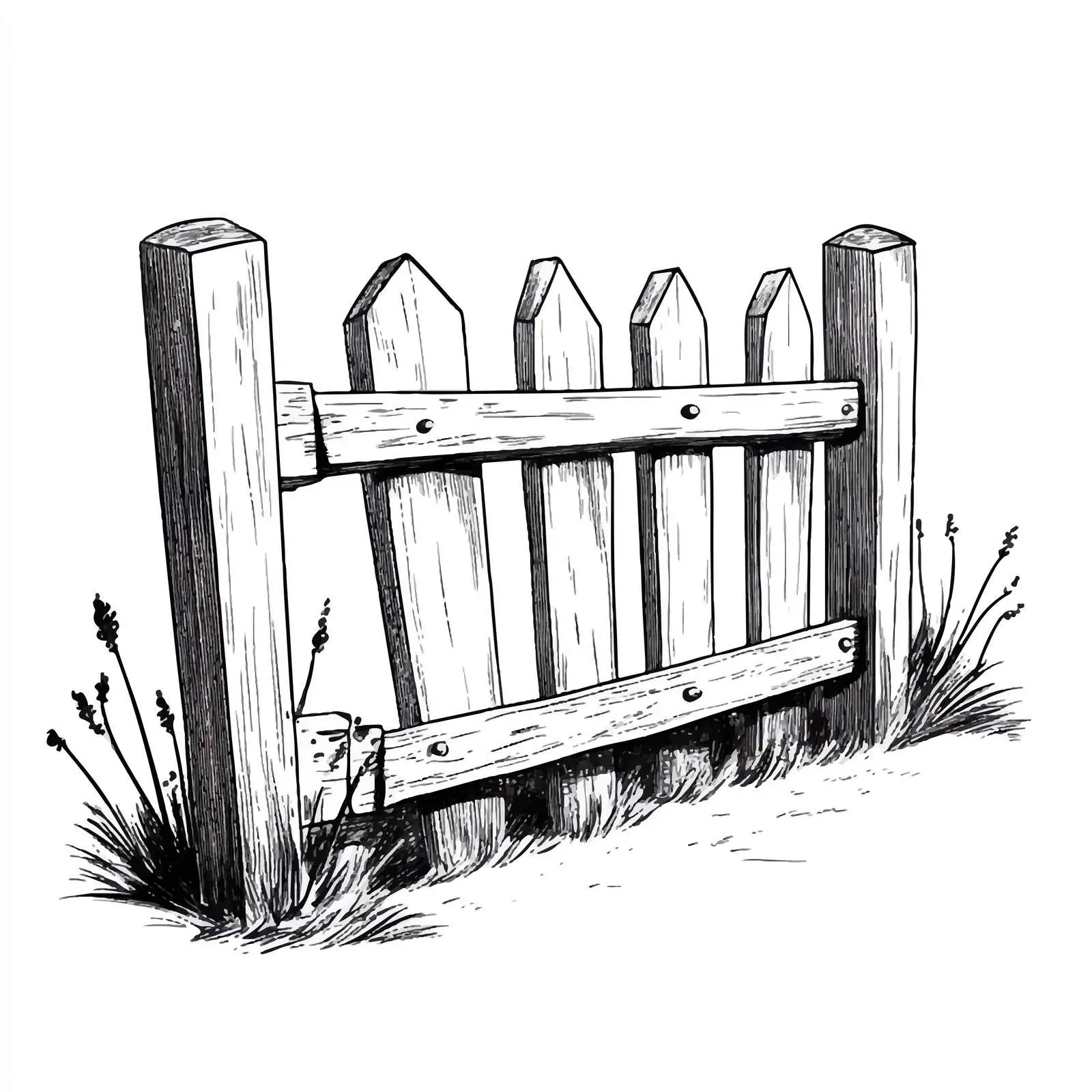 Black and White Cartoon Fence Vector Illustration — free download from Dotvec