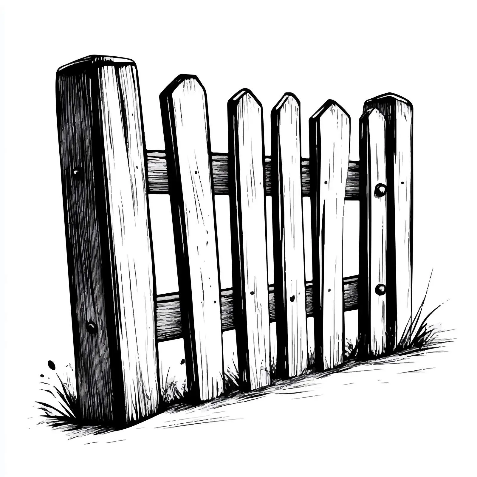 Black and White Cartoon Fence Vector Illustration — free download from Dotvec