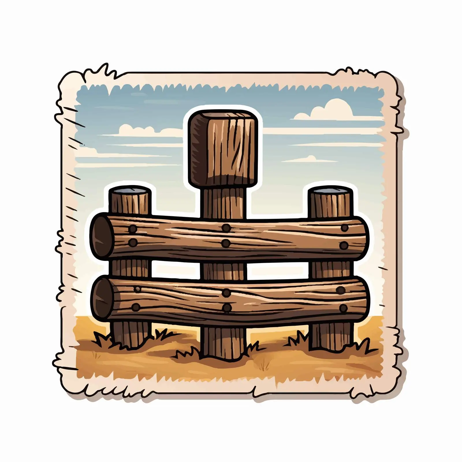 Wooden Fence Seal Stamp Cartoon Vector Illustration — free download from Dotvec