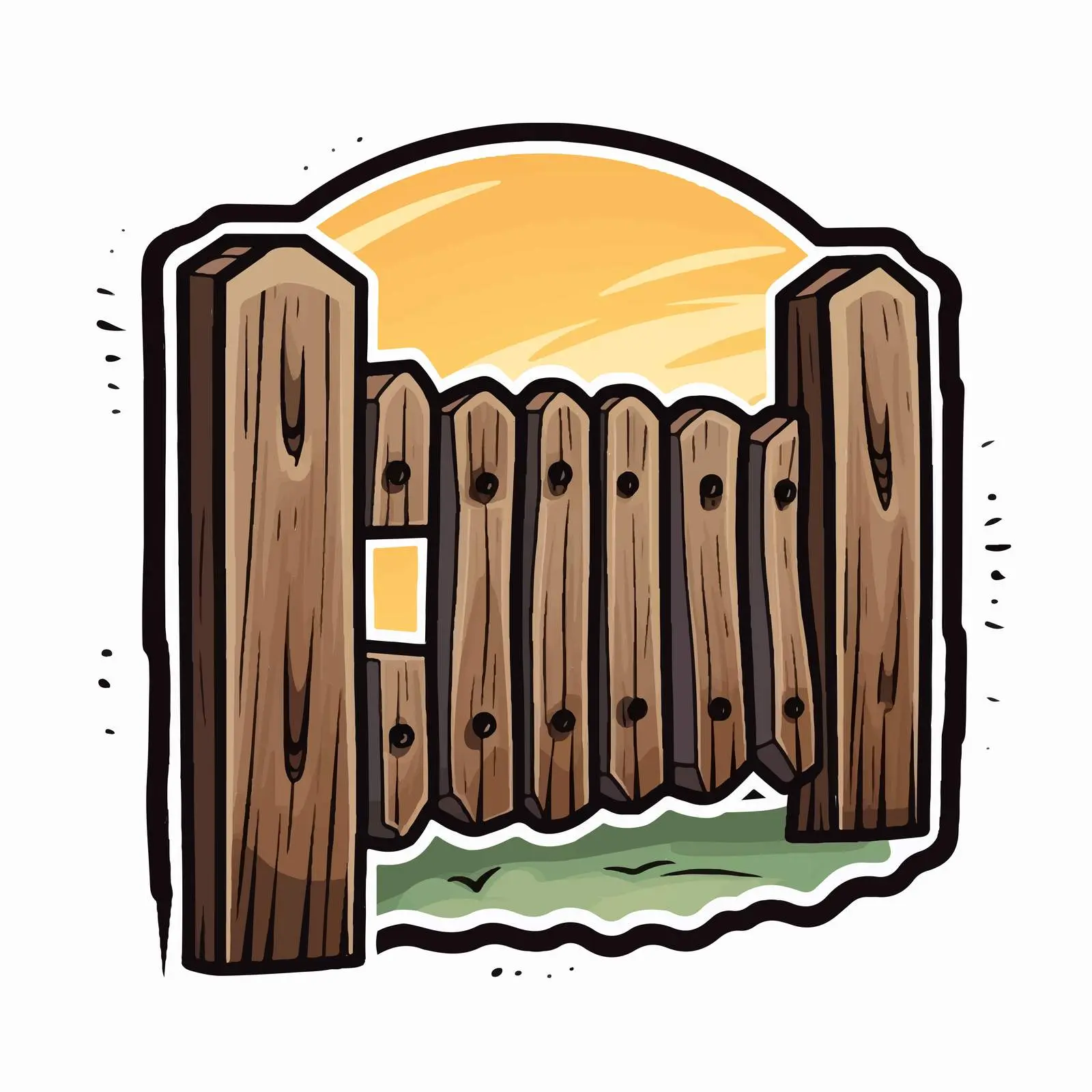 Cartoon Wooden Fence Seal Stamp Vector Illustration — free download from Dotvec