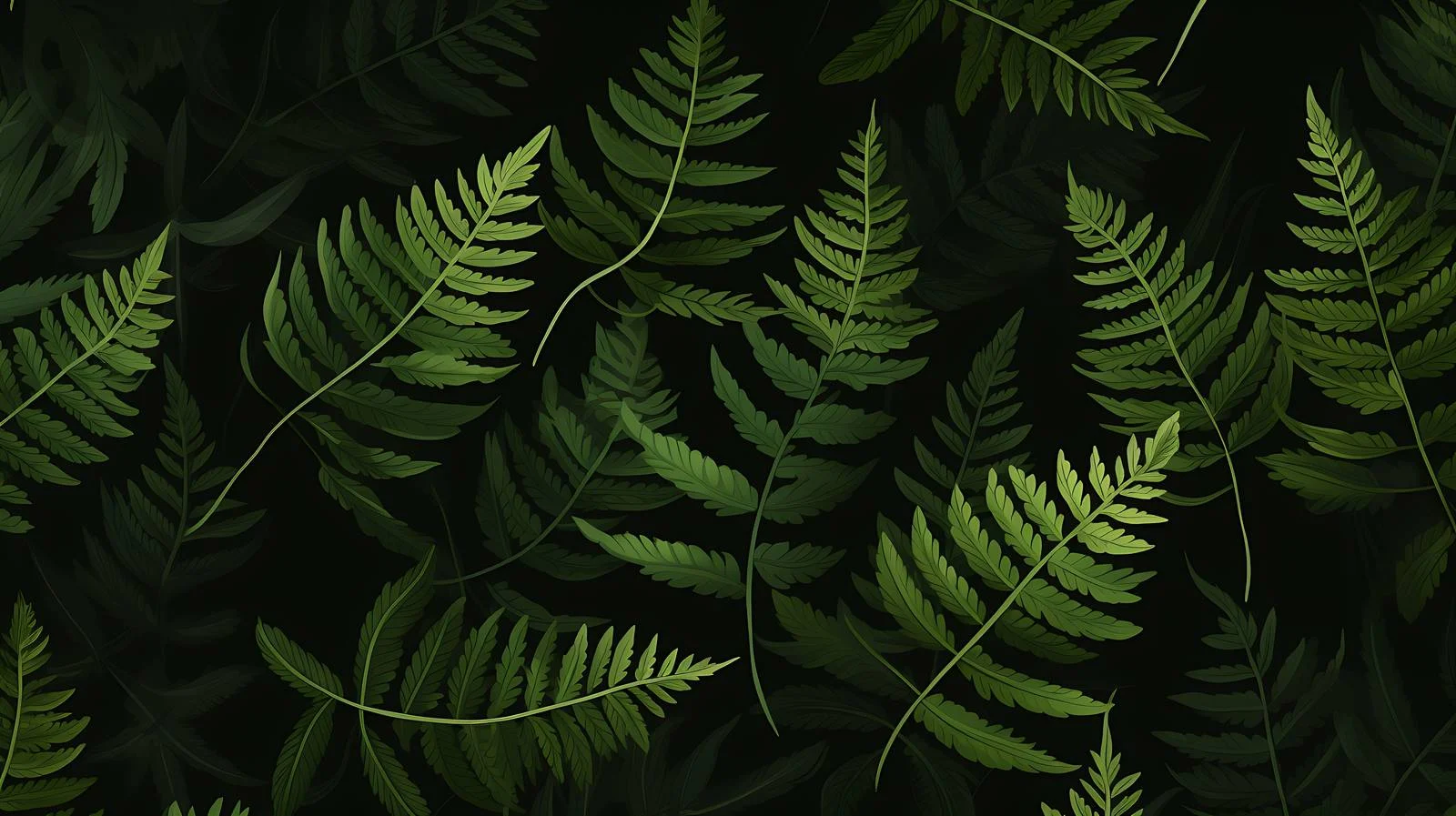 Botanical Fern Leaves on Dark Background — free download from Dotvec