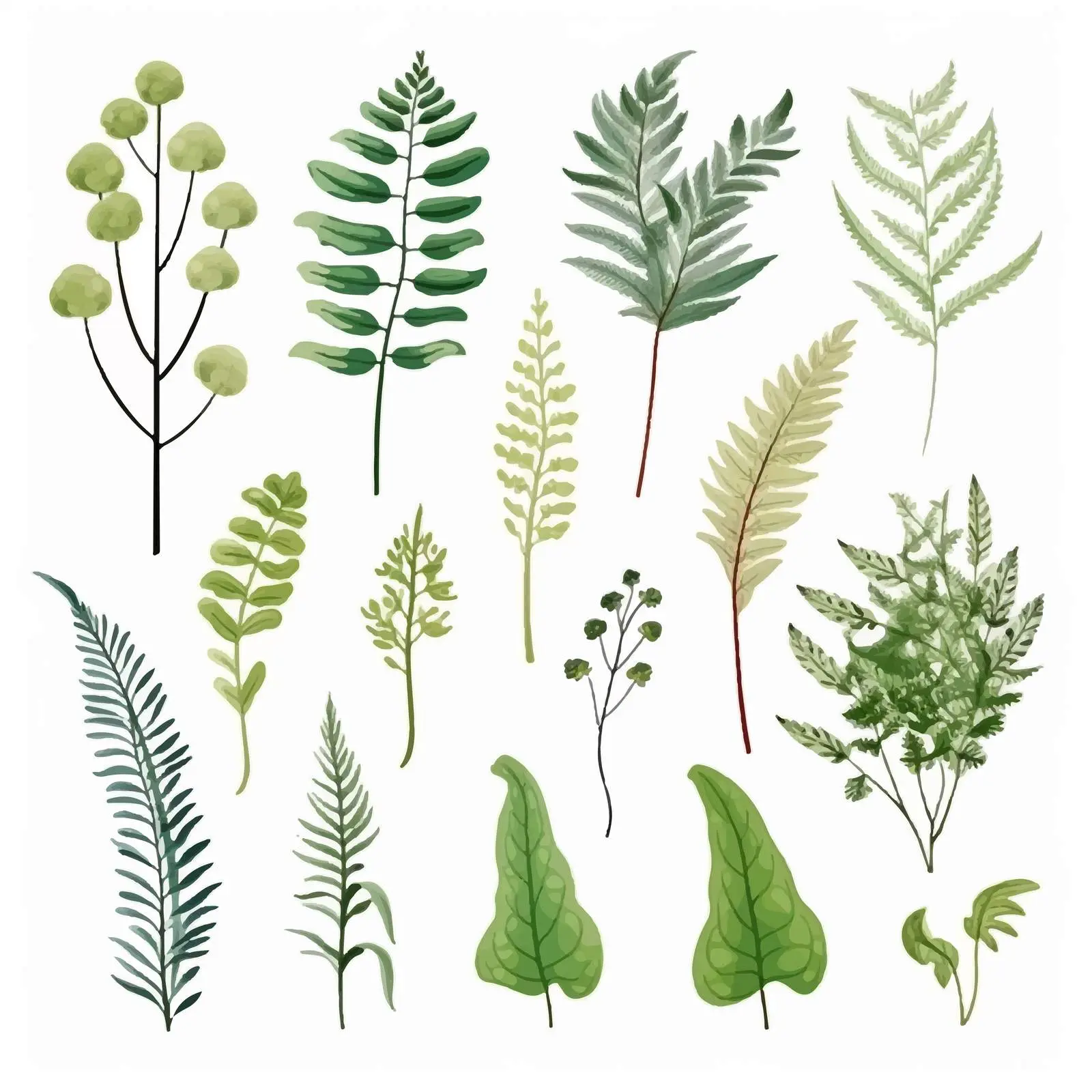 Hand Drawn Fern Sprouts and Fronds Collection – free sprouts image from Dotvec