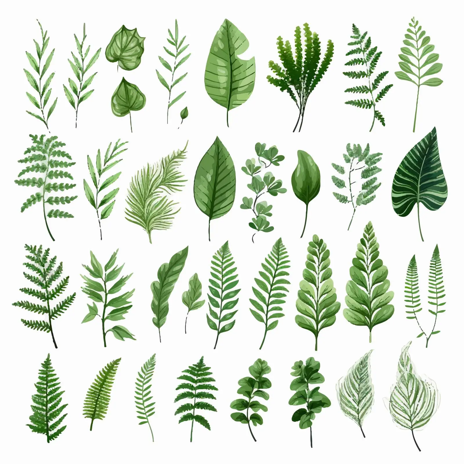 Realistic Hand-Drawn Fern Sprouts Collection — free download from Dotvec