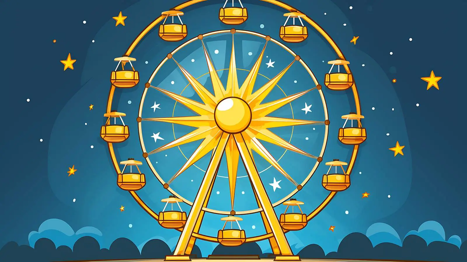 Whimsical Ferris Wheel with Yellow Stars — free download from Dotvec