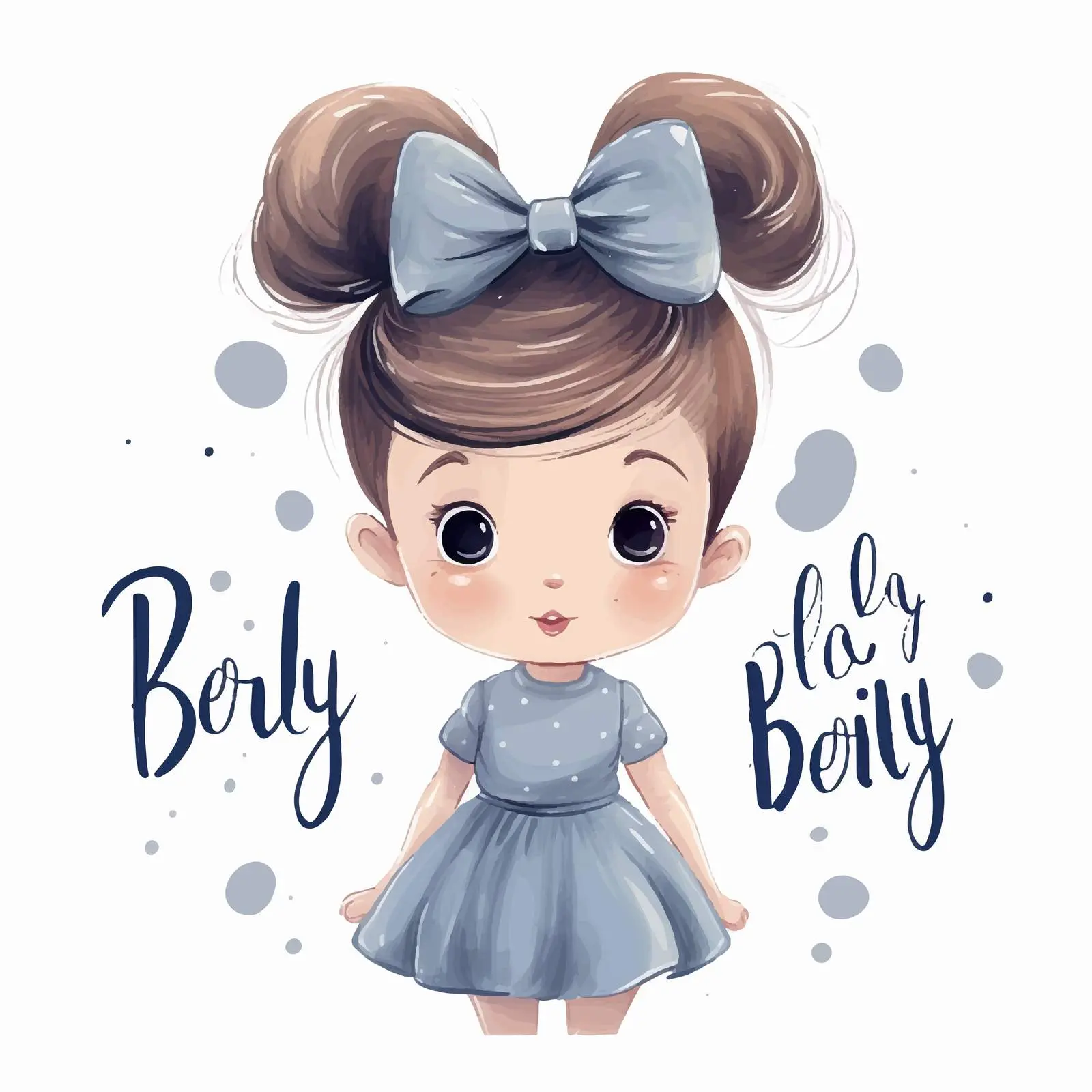 Festive Children's Card with Funny Girl Illustration — free download from Dotvec