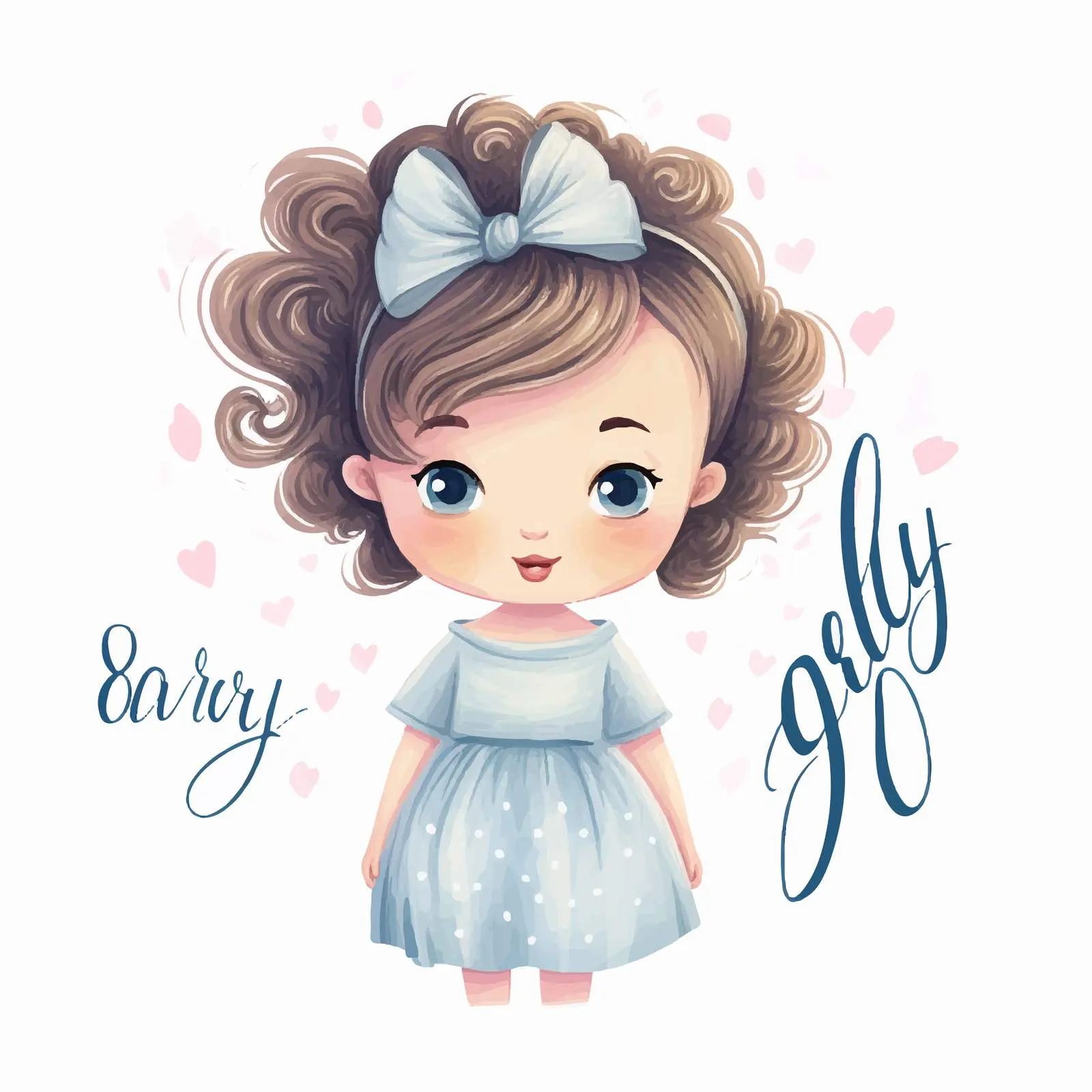 Funny Girl Festive Children's Card Vector — free download from Dotvec