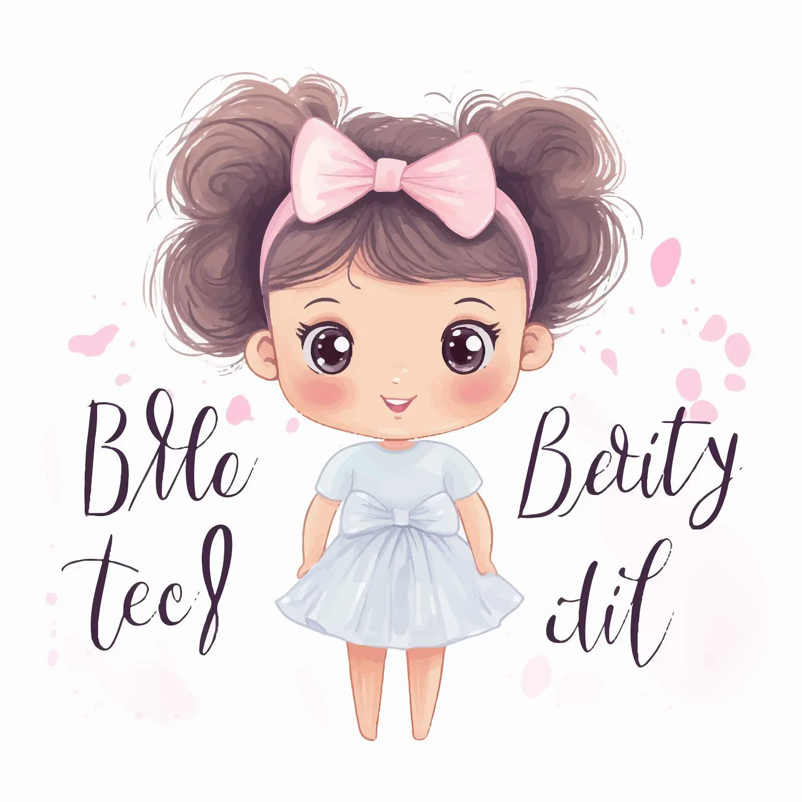 Festive Children's Card with Funny Girl Design — free download from Dotvec