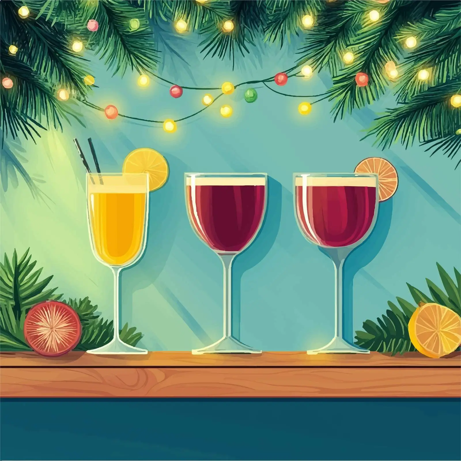 Festive Drinks and Christmas Decor Vector Art — free download from Dotvec
