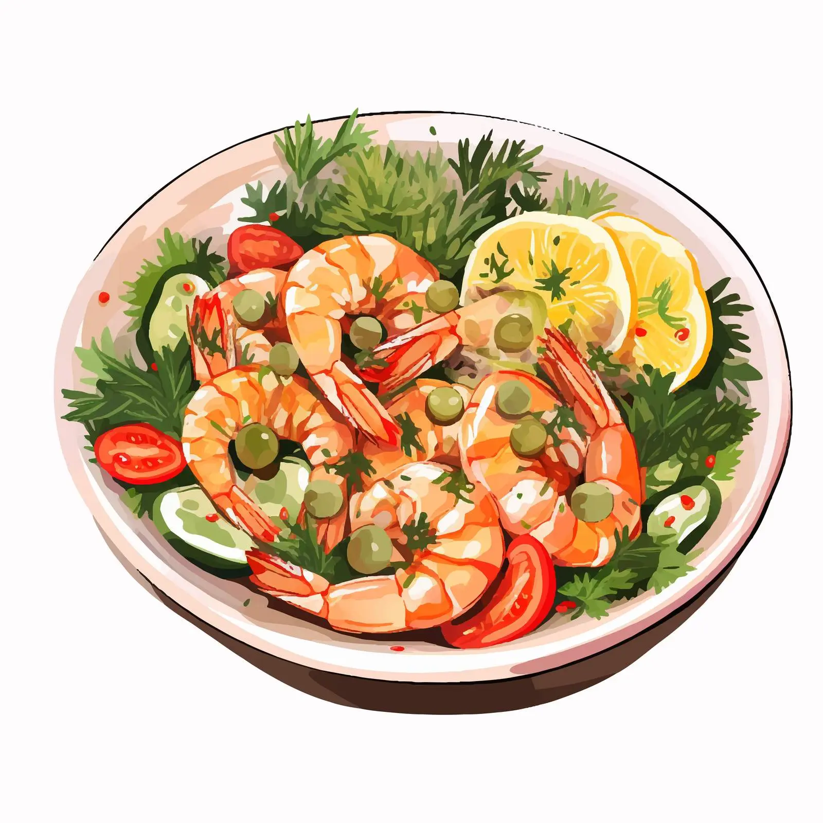 Festive Olivier Salad with Herbs and Shrimps — free download from Dotvec