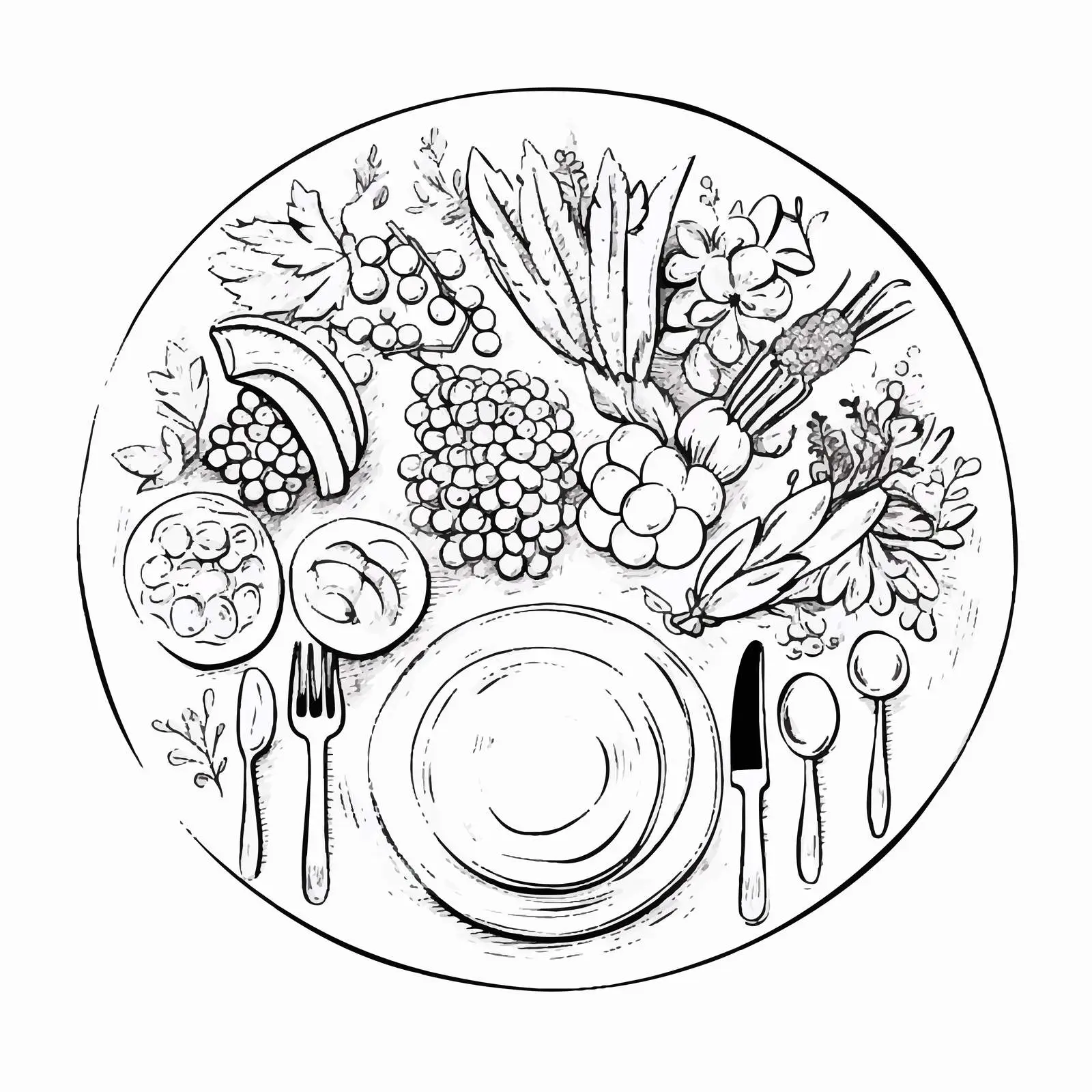 Festive Vegetarian Holiday Table Setting — free download from Dotvec