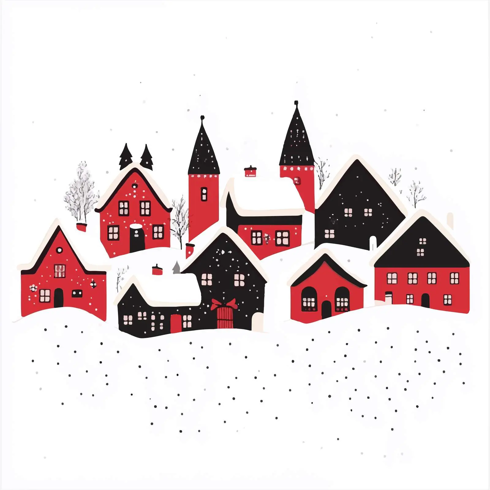 Festive Village Scene with Holiday Houses — free download from Dotvec