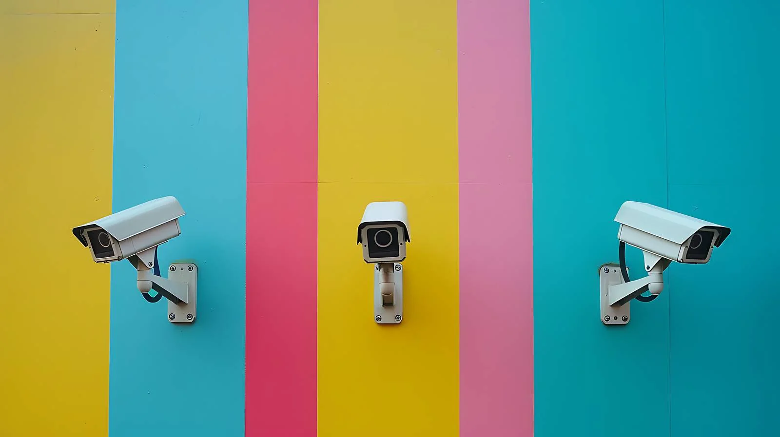 Security Cameras on Colorful Wall — free download from Dotvec