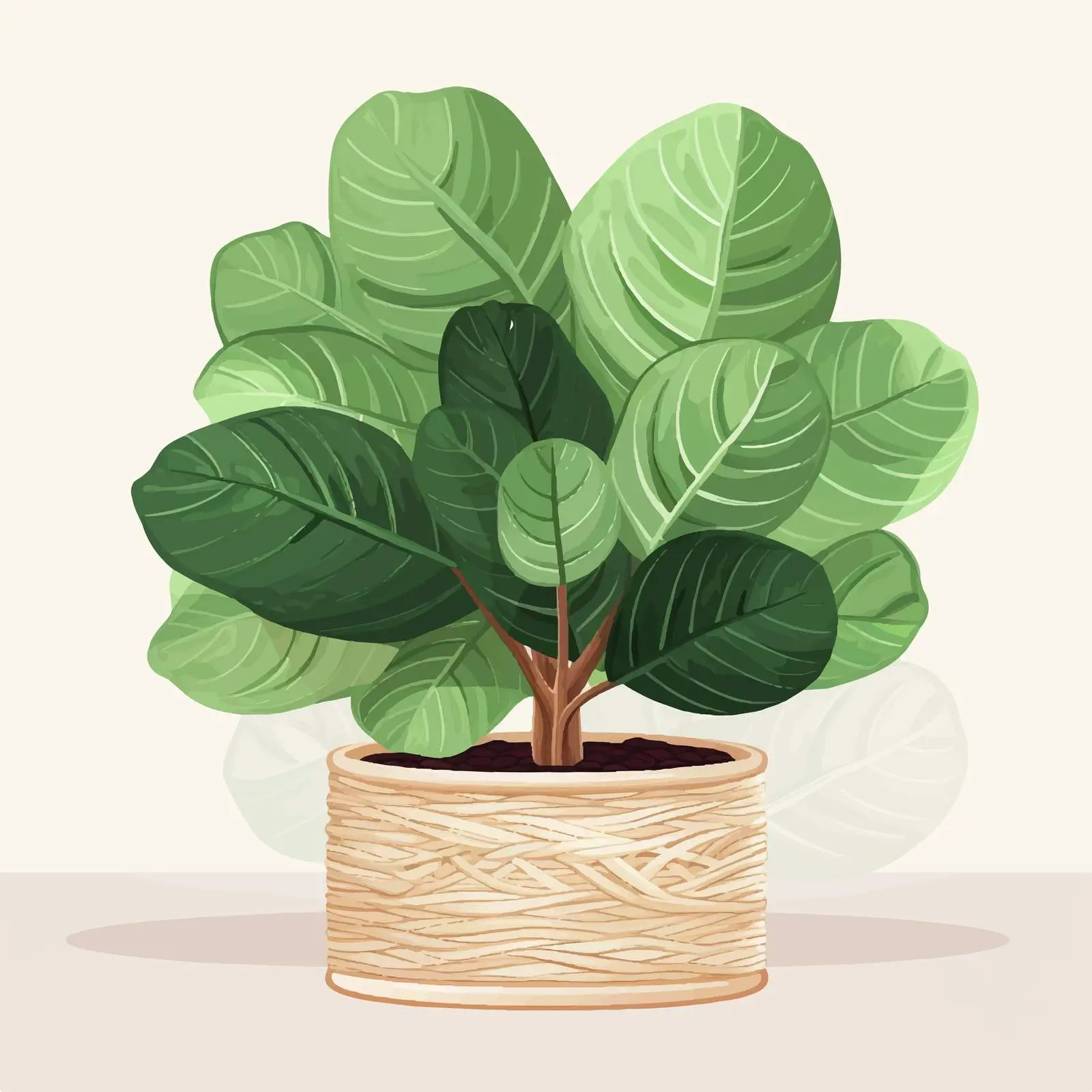 Ficus Lyrata Plant in Woven Planter — free download from Dotvec