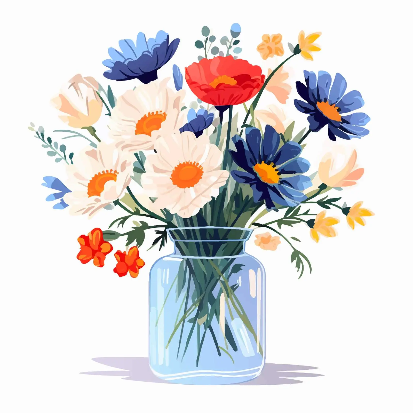 Meadow Flowers in Elegant Glass Vase – free vase design image from Dotvec