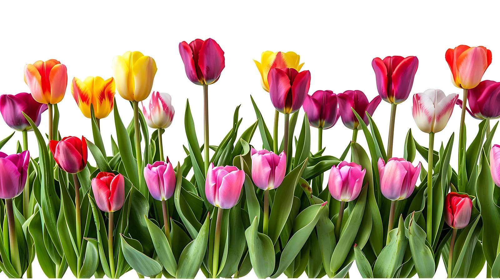 Vibrant Tulip Field on White Background — free download from Dotvec